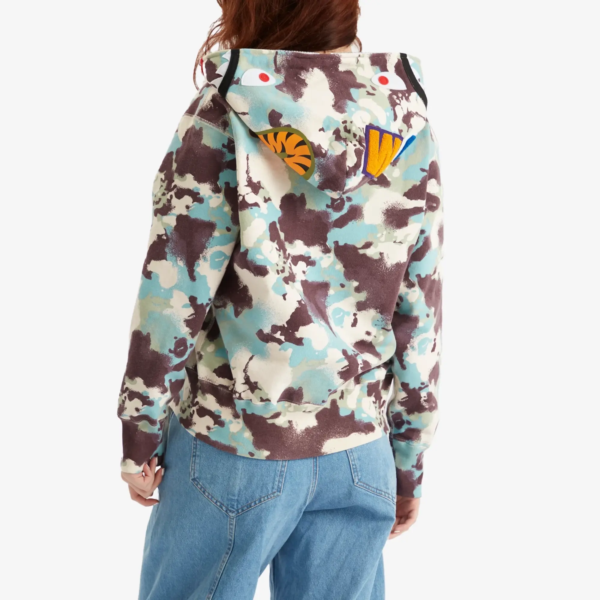 A Bathing Ape Women's Map Camo Shark Full Zip Hoodie Multi