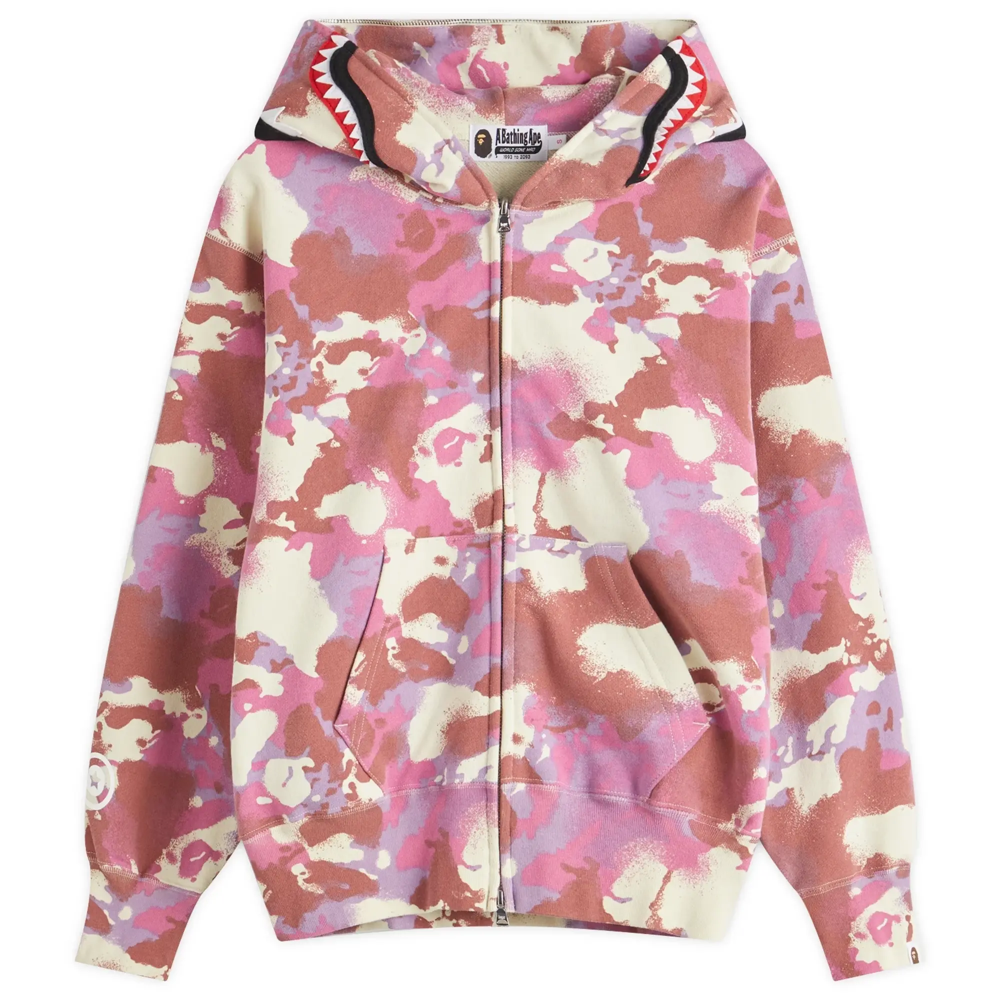 A Bathing Ape Women's Map Camo Shark Full Zip Hoodie Pink