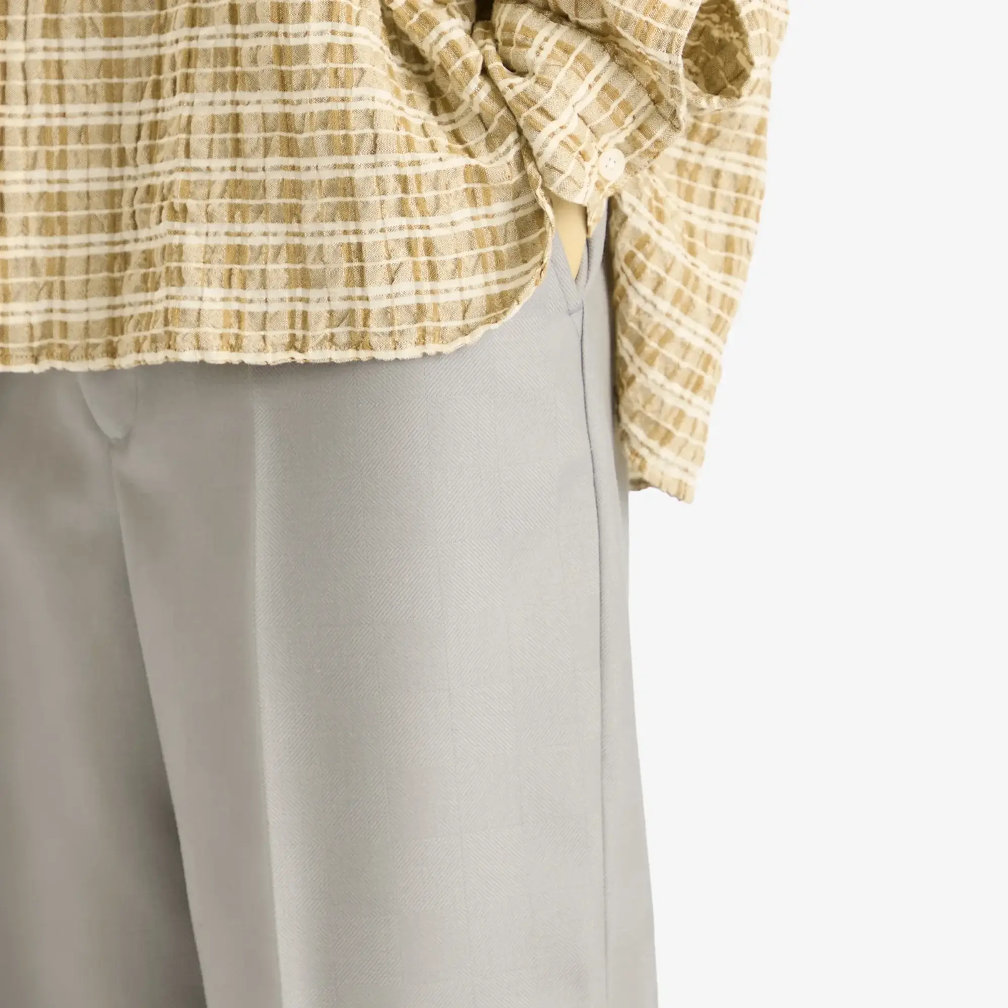 Second/Layer Men's Baggy Hidden Check Tailored Trousers Grey