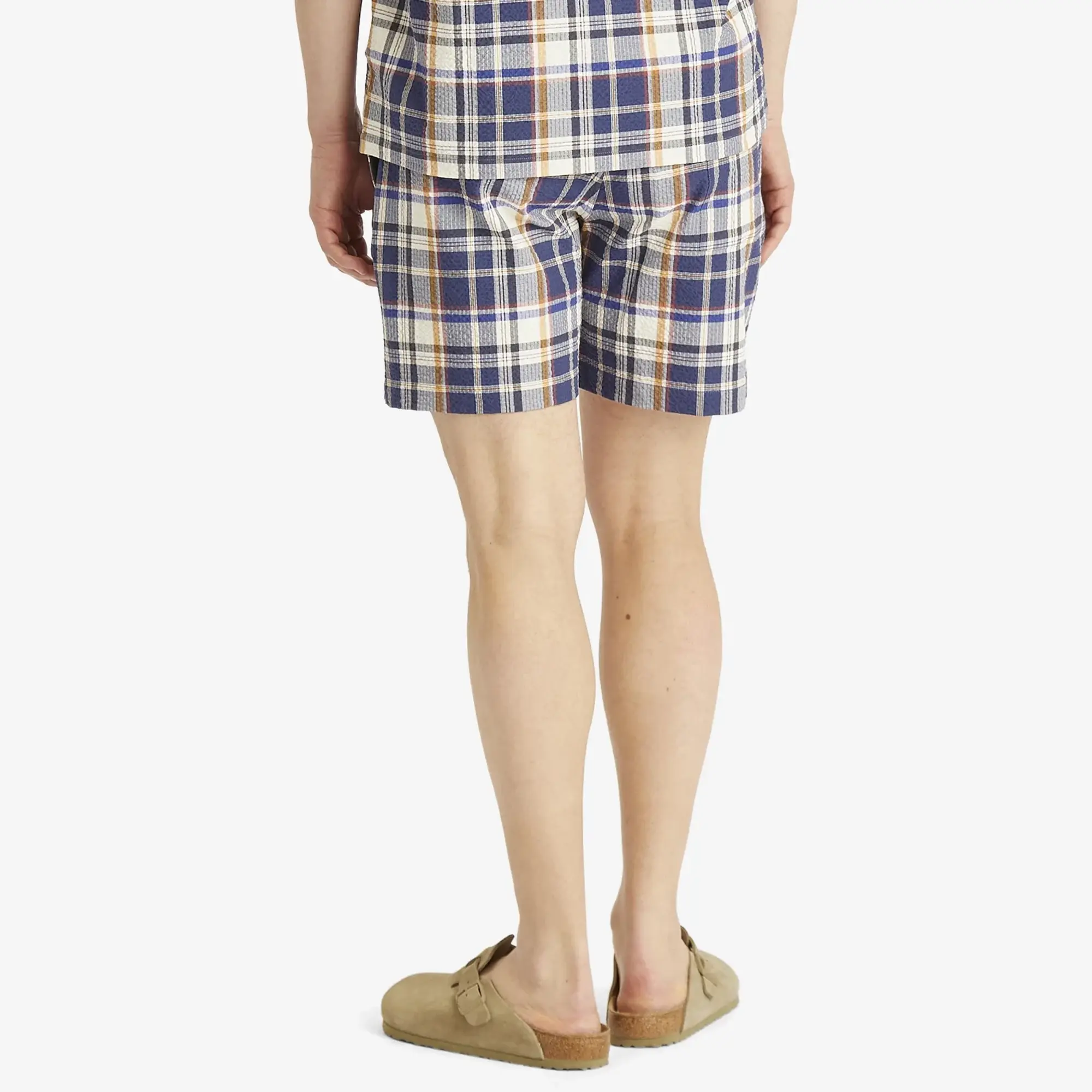 Portuguese Flannel Men's Prainha Check Seersucker Shorts Blue/White