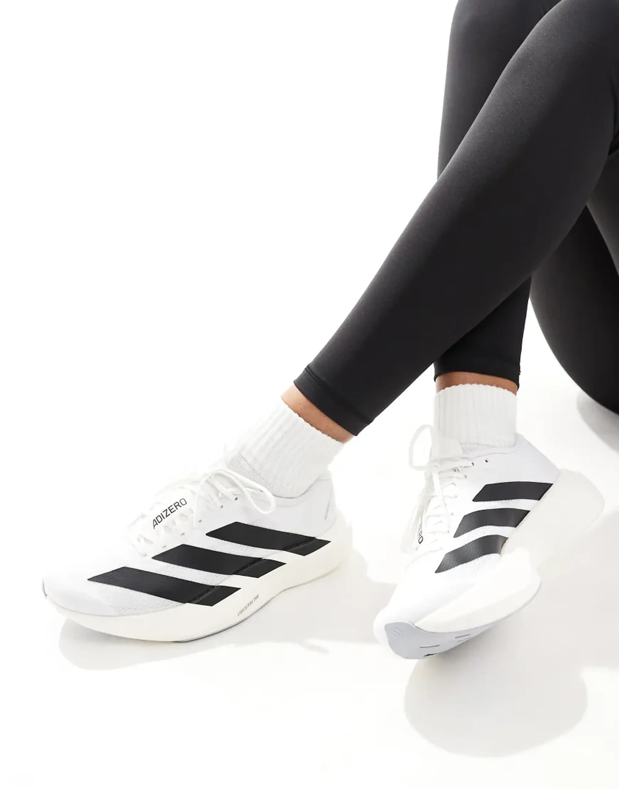 Adidas Running Adizero Evo Sl Trainers In White And Black
