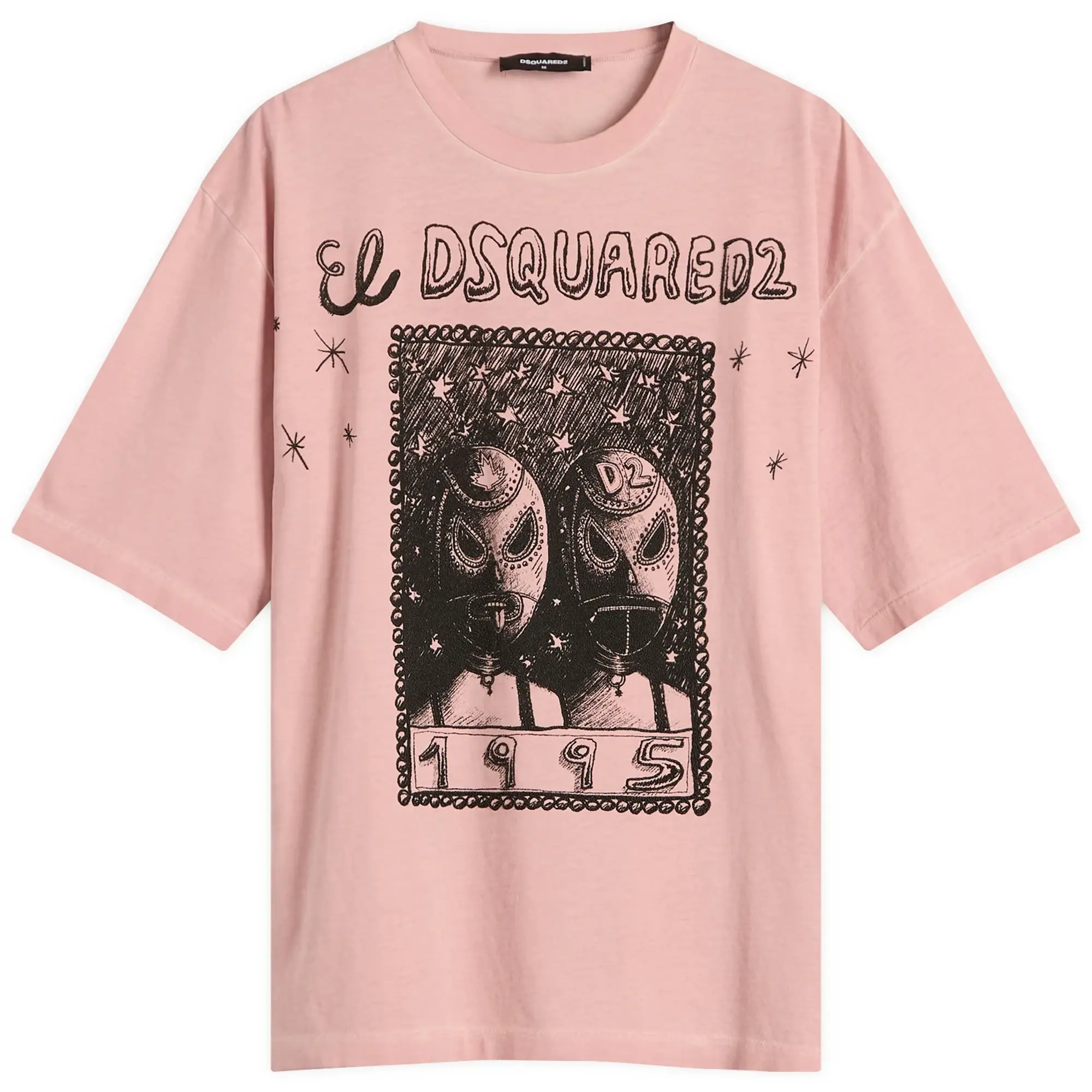 Dsquared2 Men's Overlay Graphic Loose Fit T-Shirt Dusty Antic Rose