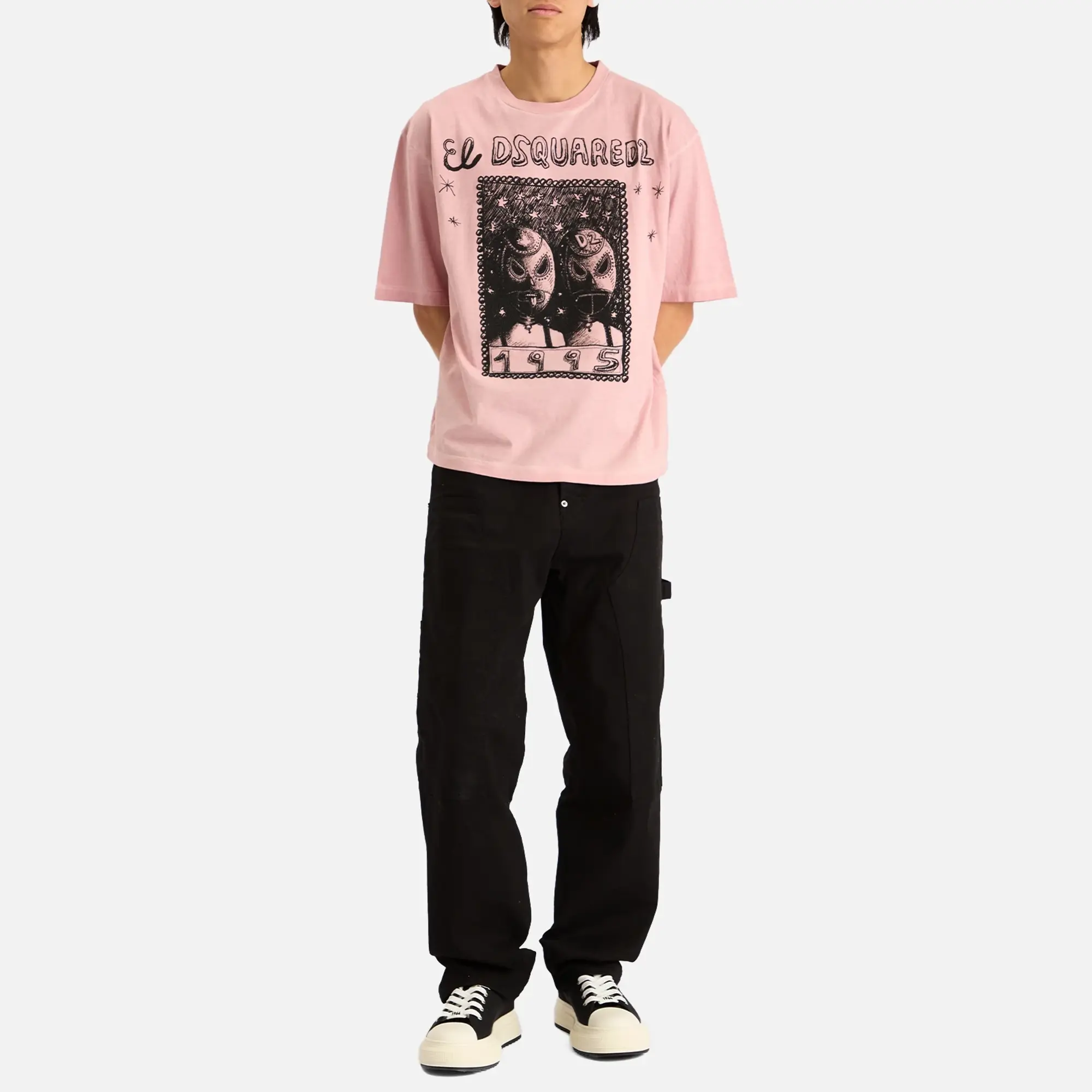 Dsquared2 Men's Overlay Graphic Loose Fit T-Shirt Dusty Antic Rose