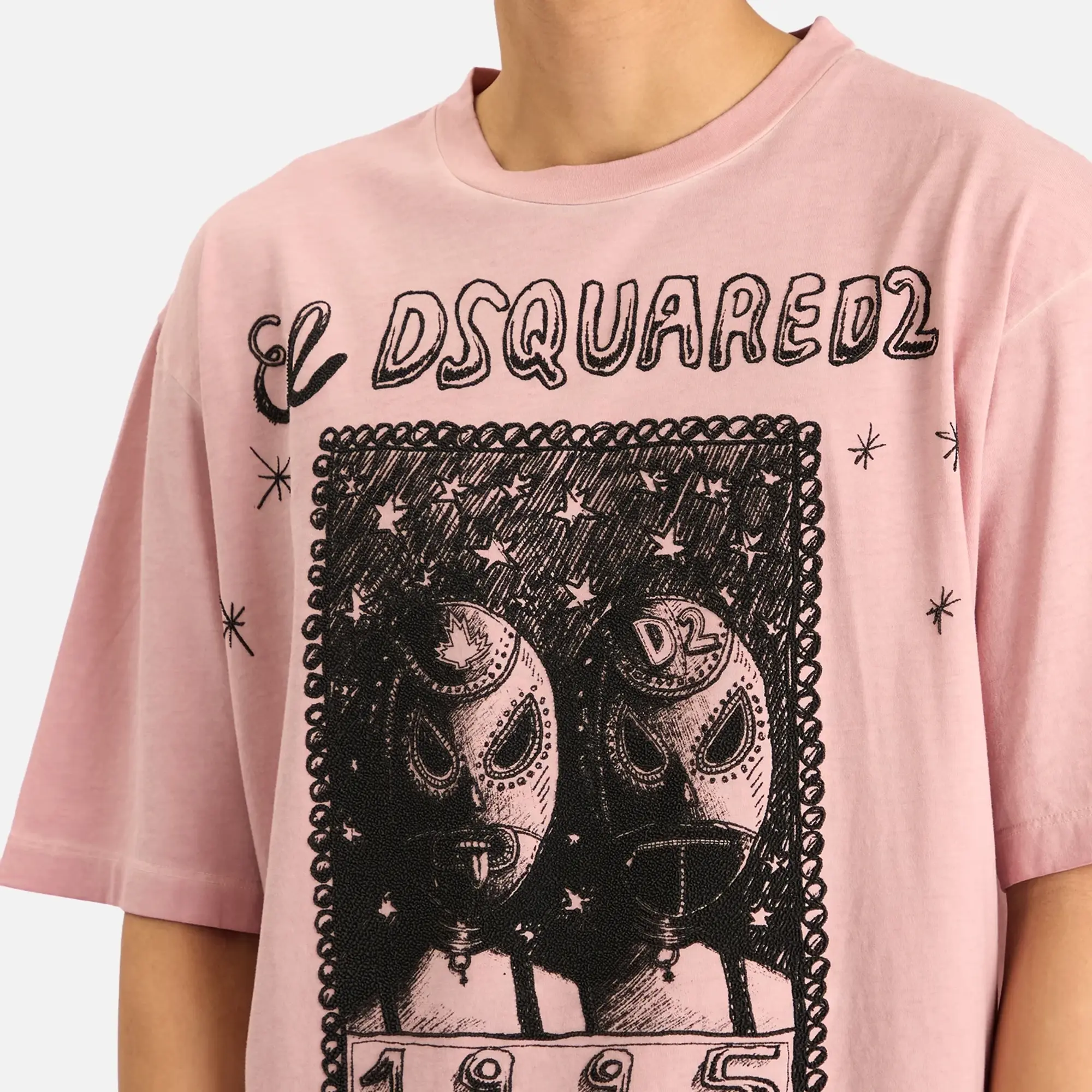 Dsquared2 Men's Overlay Graphic Loose Fit T-Shirt Dusty Antic Rose