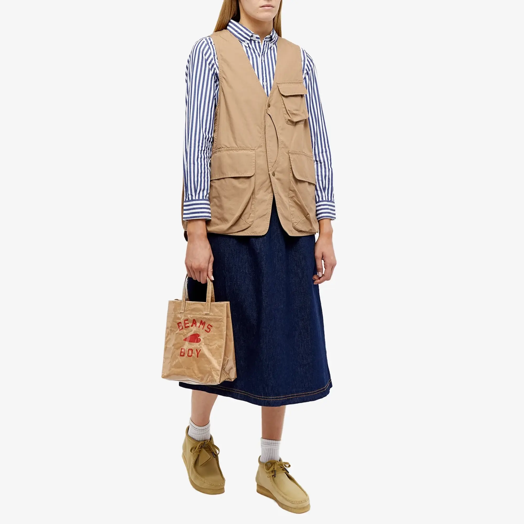 Beams Boy Women's Logo Shop Bag Beige