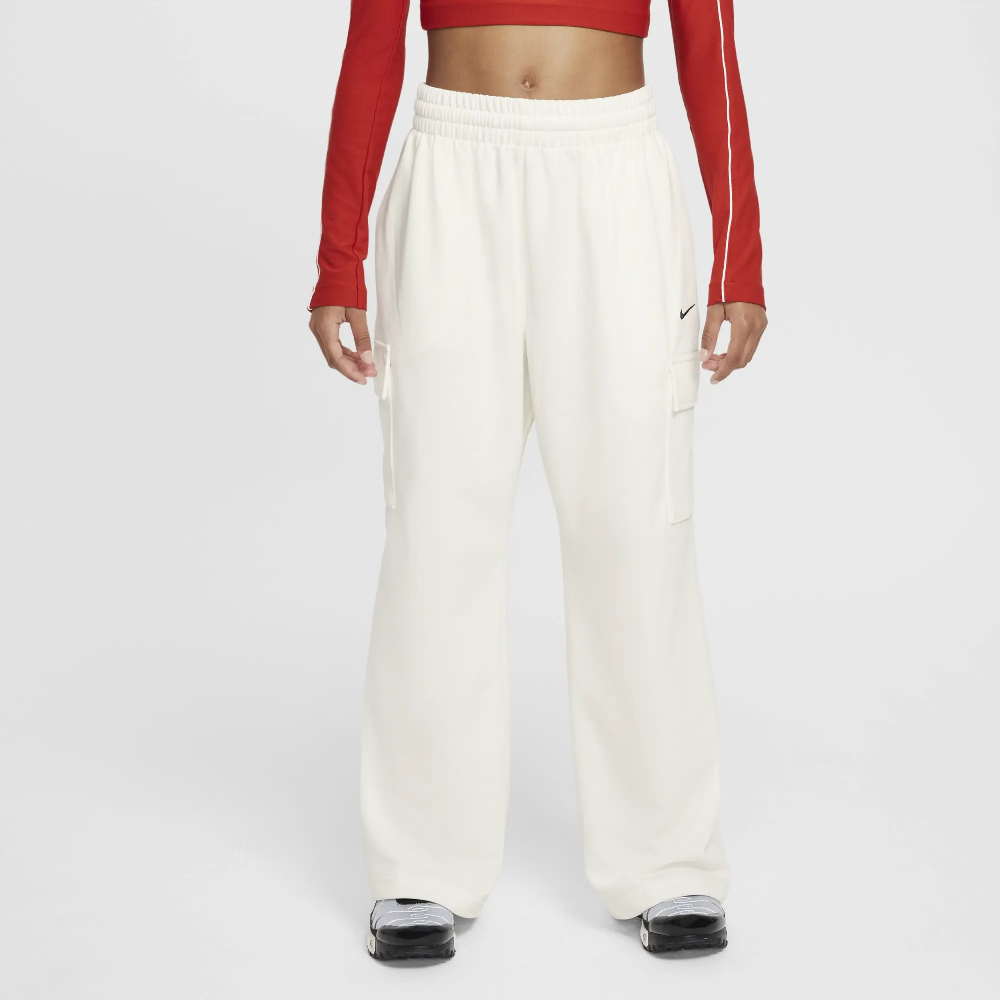 Nike Sportswear Girls' Dri-FIT Oversized Fleece Trousers - White - Cotton/Polyester