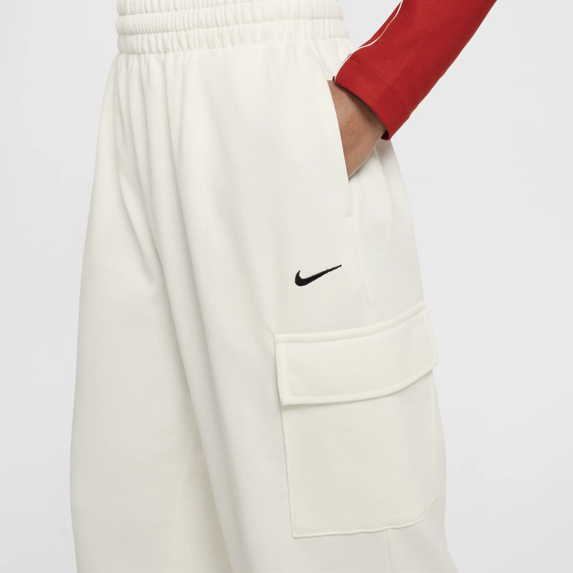 Nike Sportswear Girls' Dri-FIT Oversized Fleece Trousers - White - Cotton/Polyester
