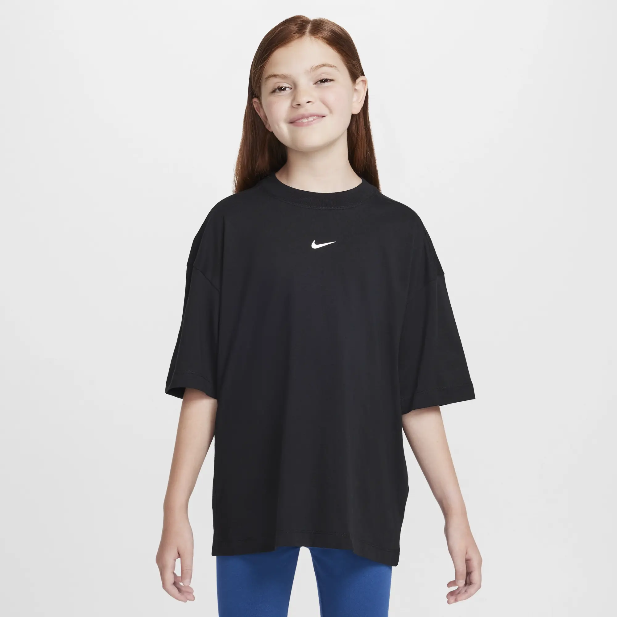 Nike Sportswear Older Kids' (Girls') Oversized T-Shirt - Black - Cotton