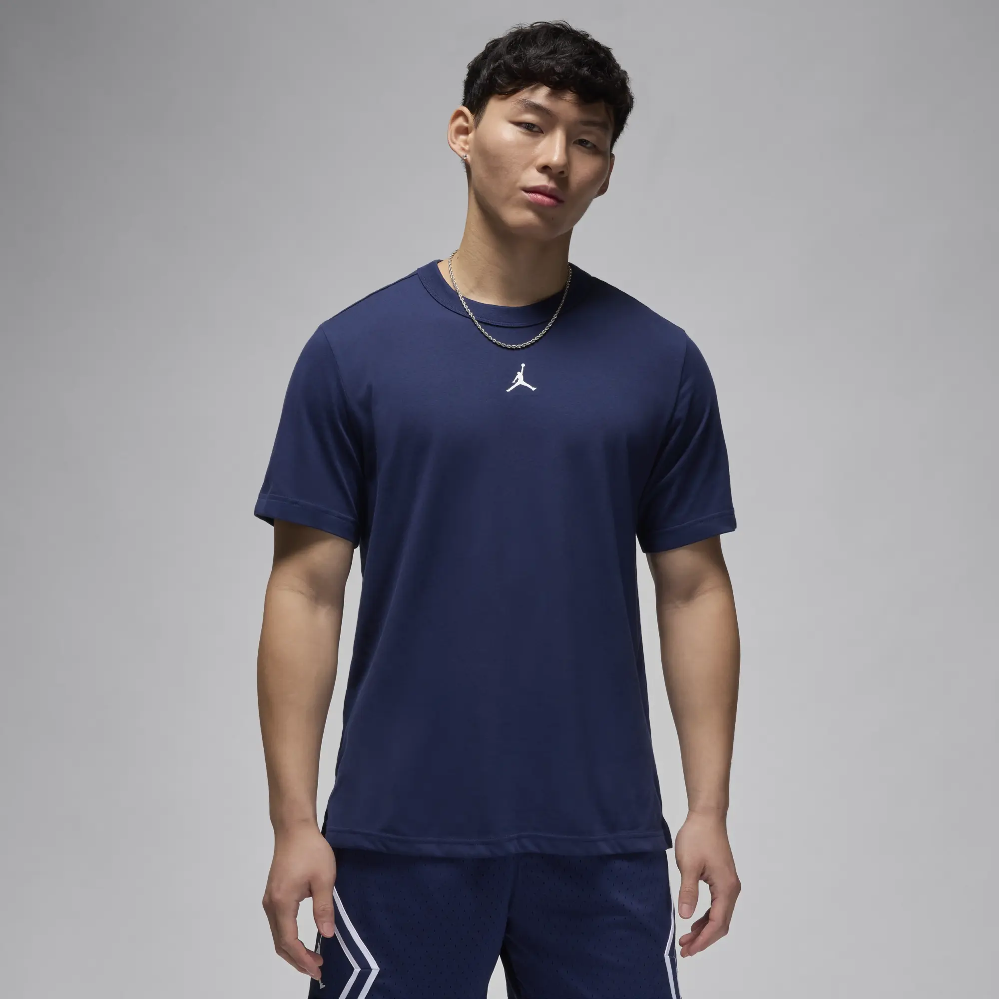 Nike Jordan Sport Men's Dri-FIT Short-Sleeve Top - Blue - Cotton/Polyester