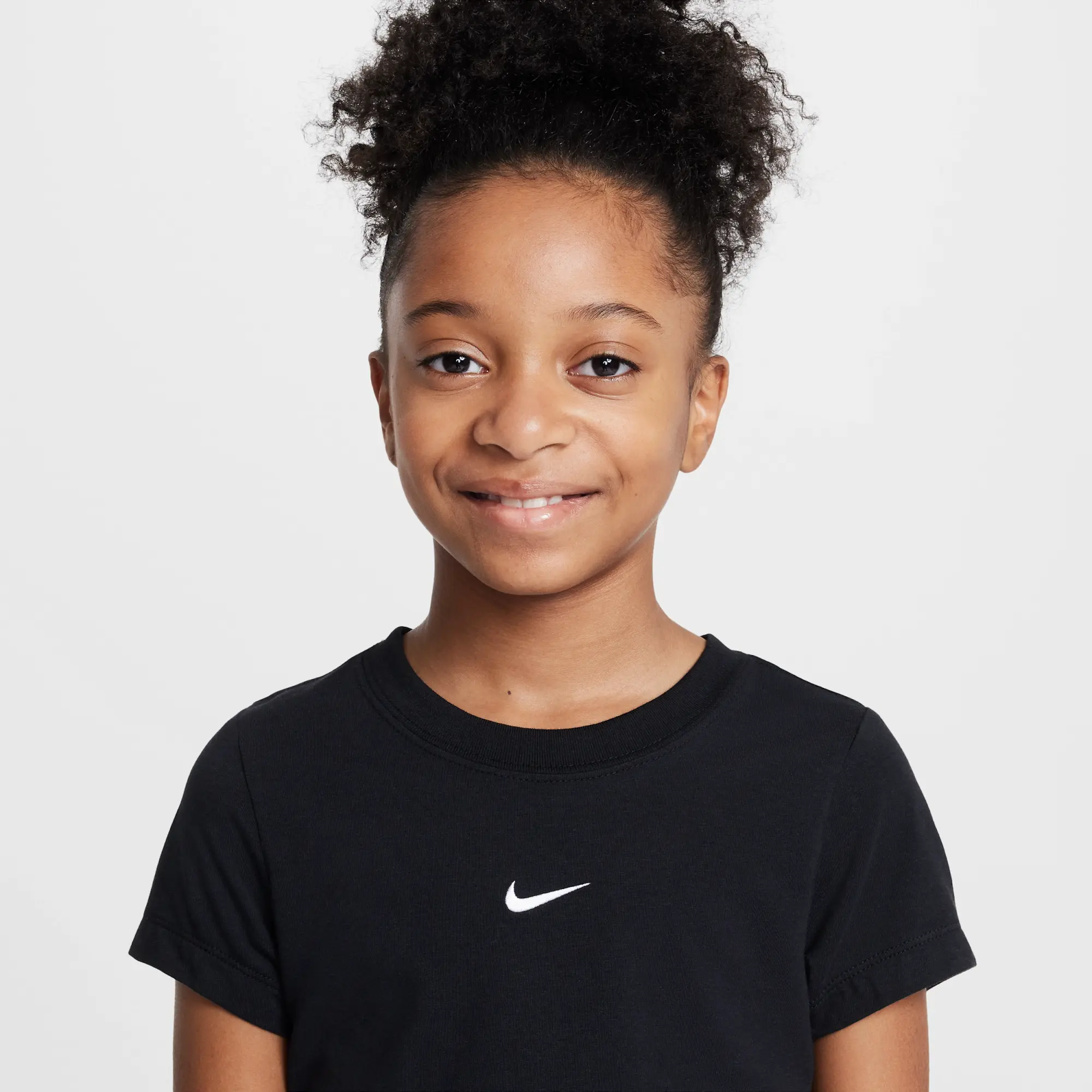 Nike Sportswear Older Kids' (Girls') Cropped T-Shirt - Black - Modal/Cotton/Elastane