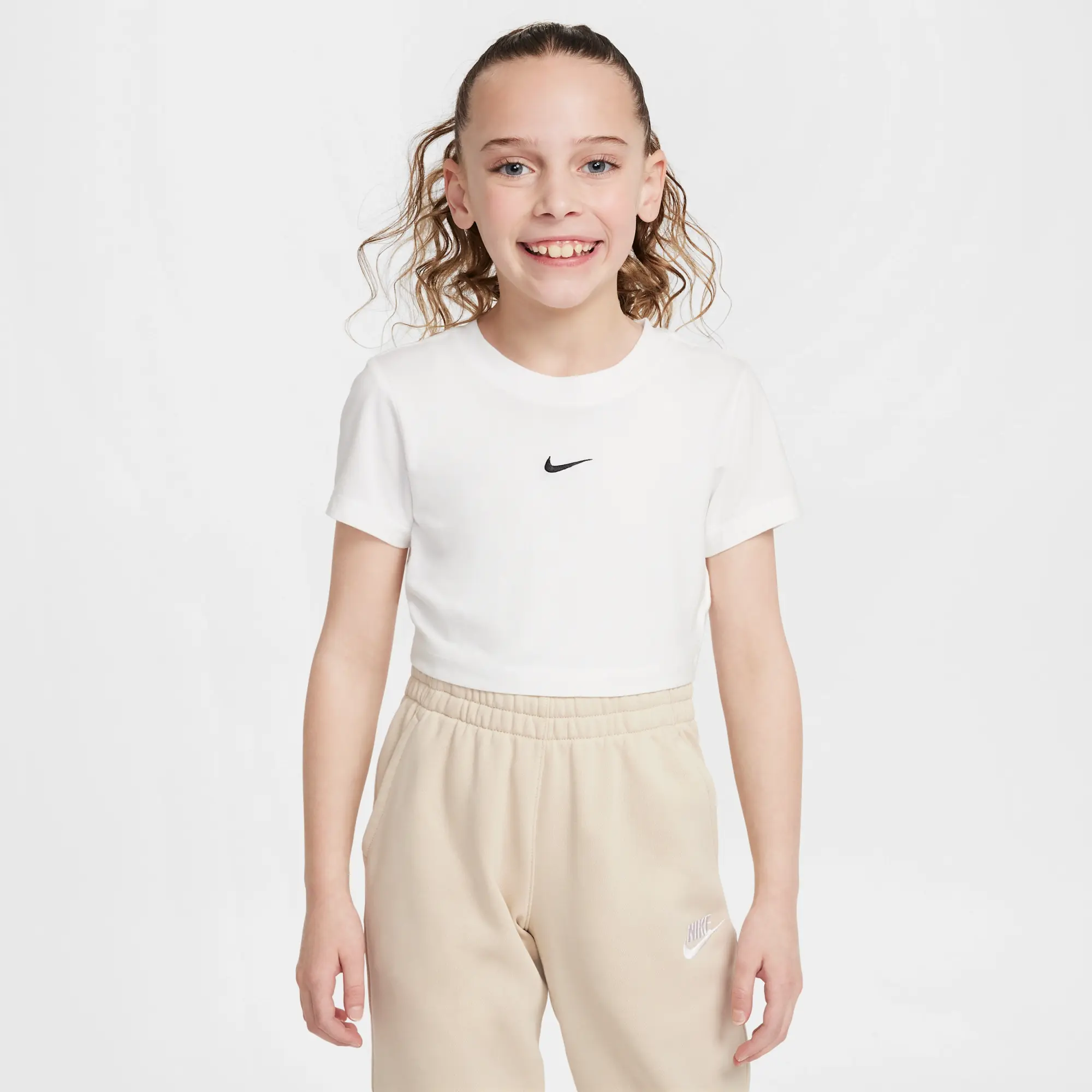 Nike Sportswear Older Kids' (Girls') Cropped T-Shirt - White - Modal/Cotton/Elastane