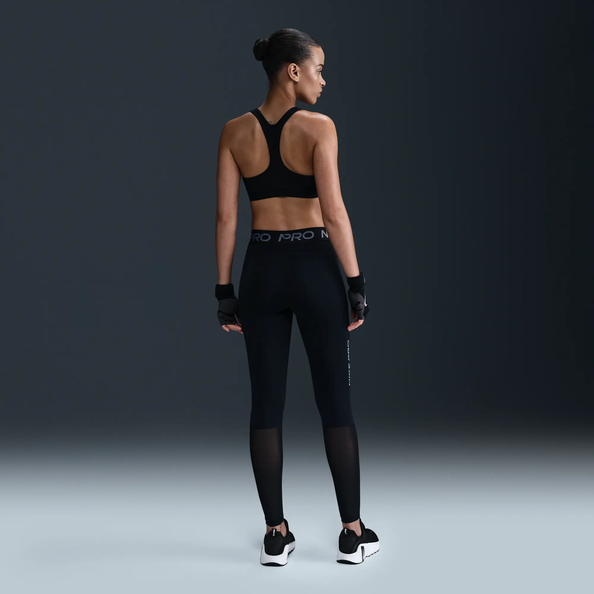 Nike Pro Women's Mid-Rise Full-Length Mesh-Panelled Leggings - Black - Polyester/Elastane