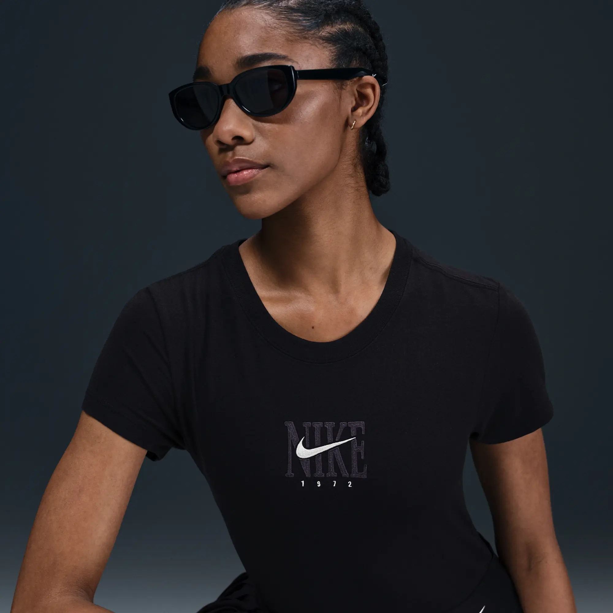 Nike Sportswear Women's Slim Short-Sleeve Graphic T-Shirt - Black - Modal/Cotton/Elastane