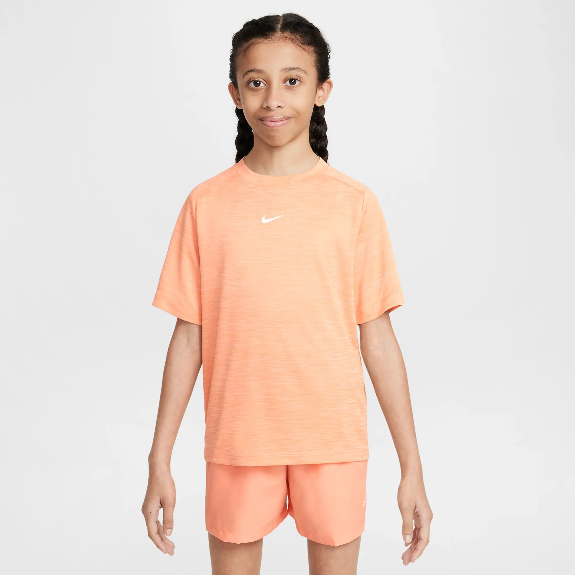 Nike Multi Older Kids' Dri-FIT Short-Sleeve Top - Orange - Polyester