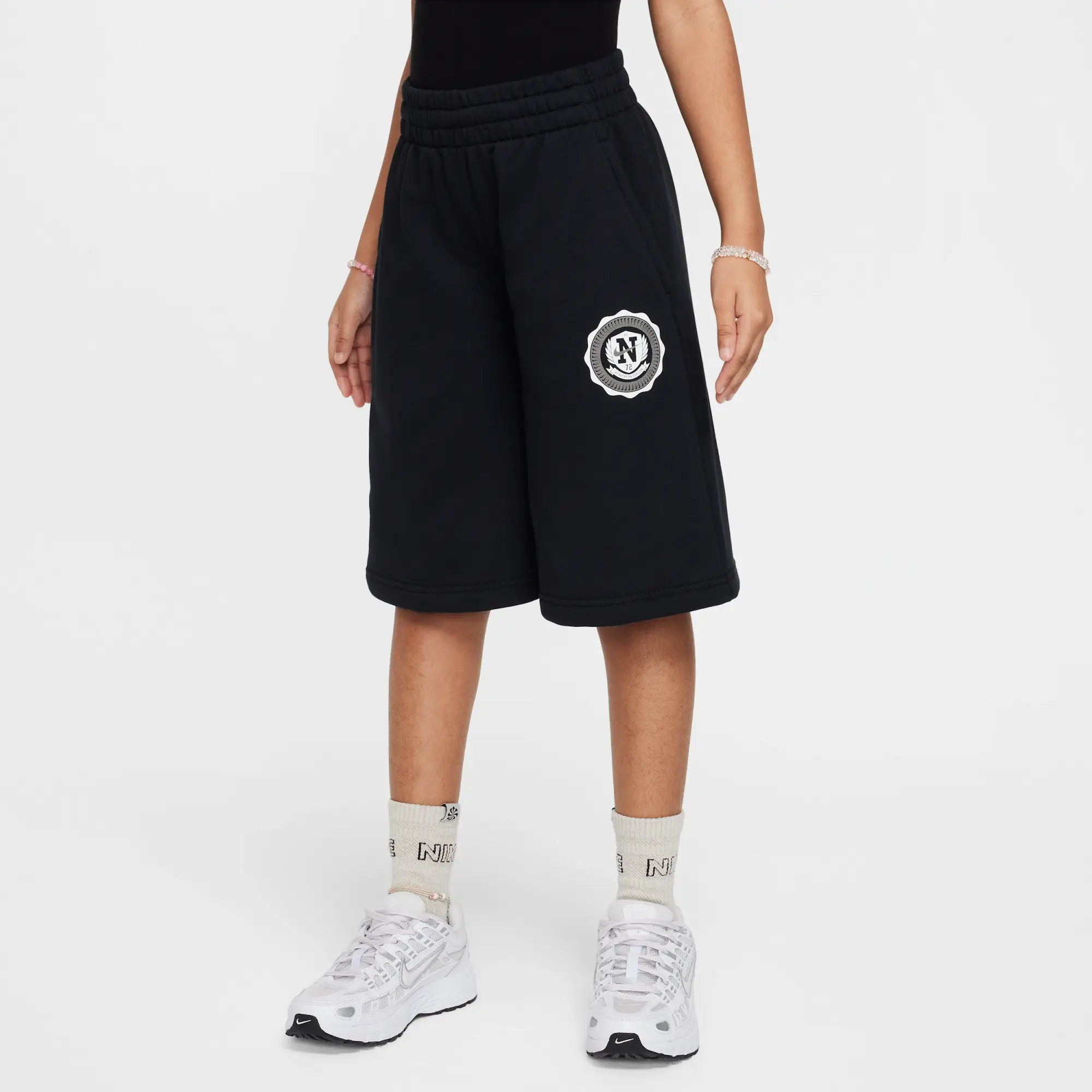 Nike Sportswear Girls' French Terry Shorts - Black - Cotton/Polyester