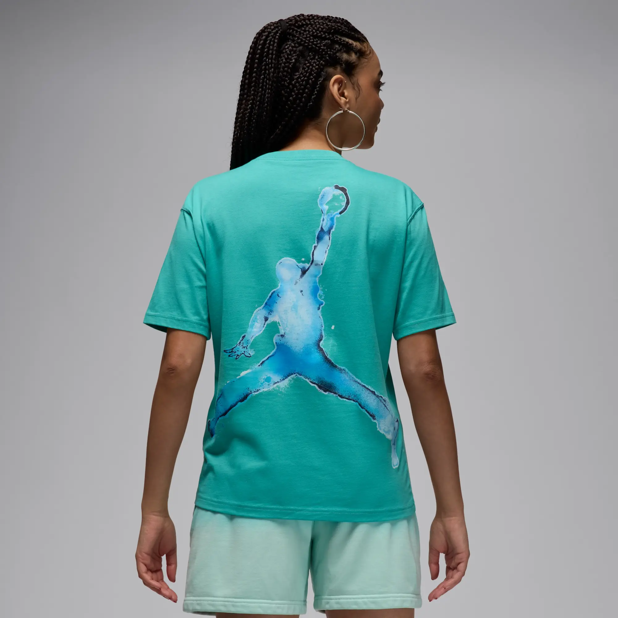 Nike Jordan Women's Graphic T-Shirt - Green - Cotton