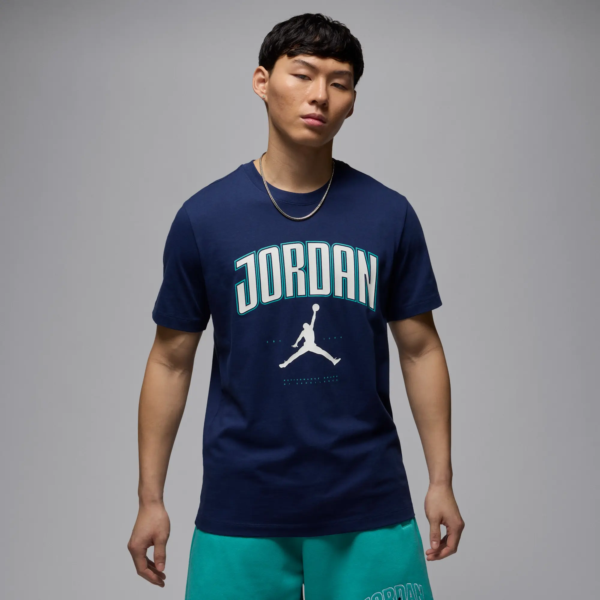 Nike Jordan Men's T-Shirt - Blue - Cotton
