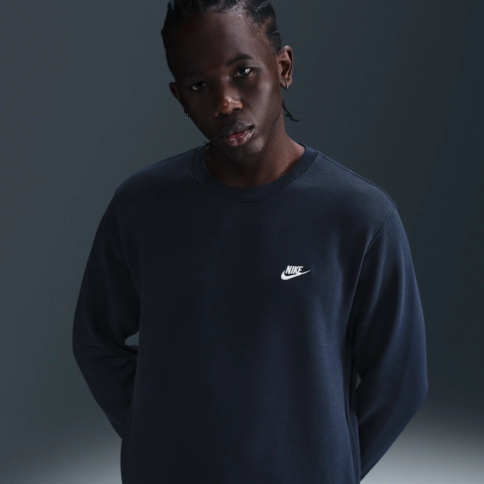 Nike Club Men's Fleece Crew - Blue - Cotton/Polyester