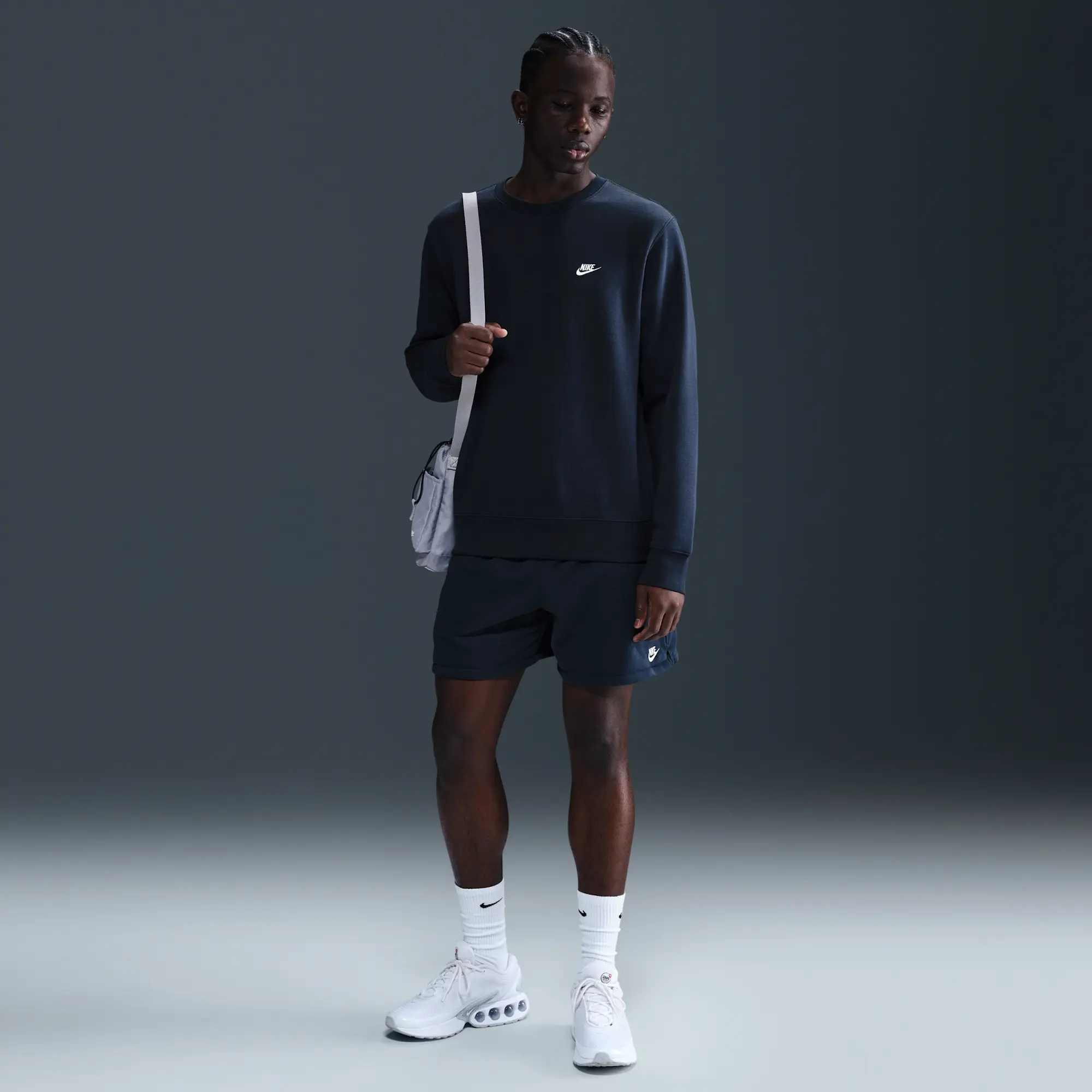 Nike Club Men's Fleece Crew - Blue - Cotton/Polyester