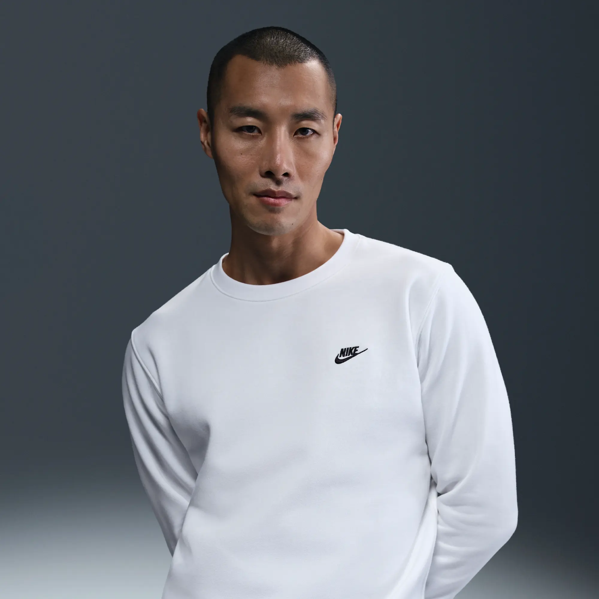 Nike Club Men's Fleece Crew - White - Cotton/Polyester