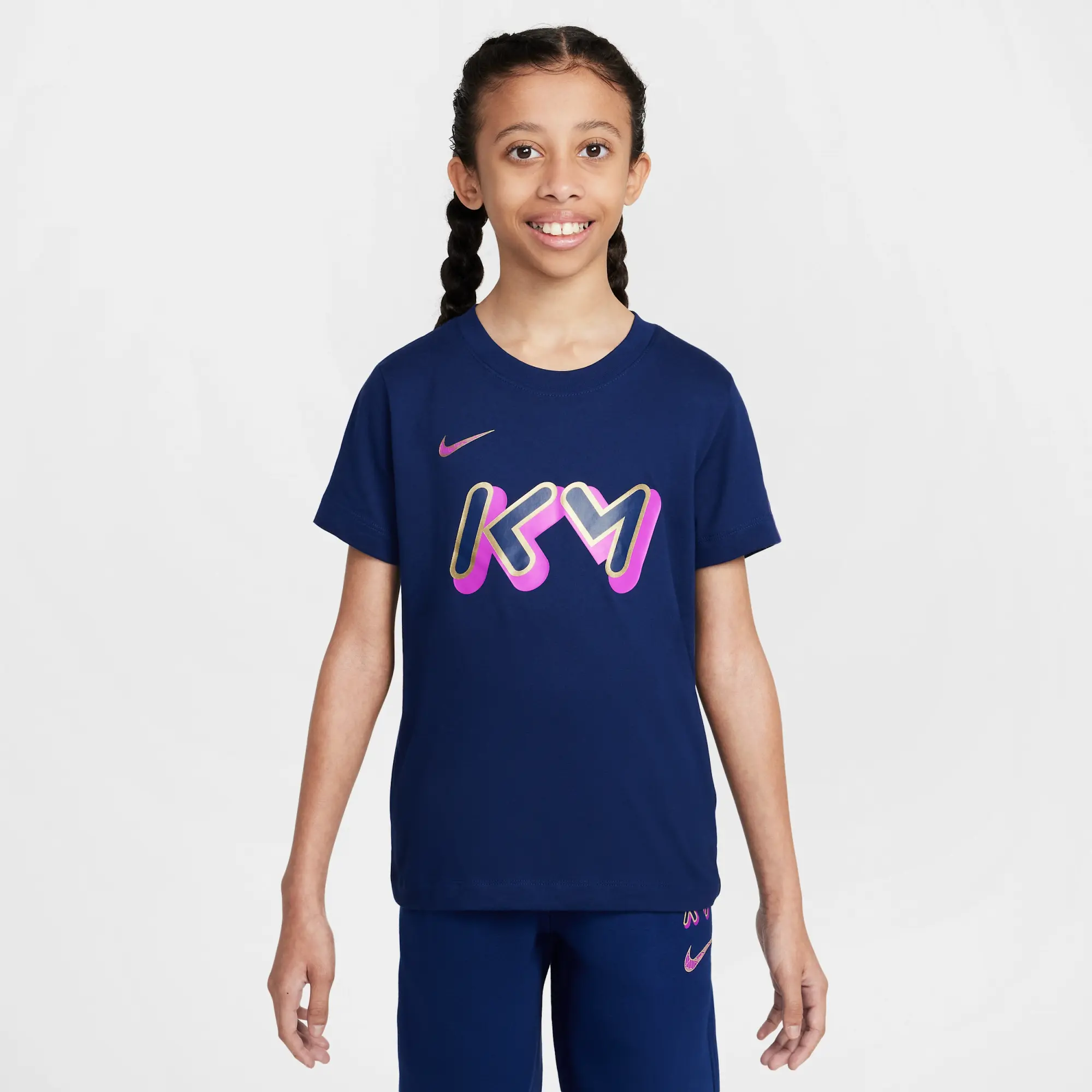 Nike Kylian Mbappé Older Kids' Dri-FIT T-Shirt - Blue - Cotton/Polyester