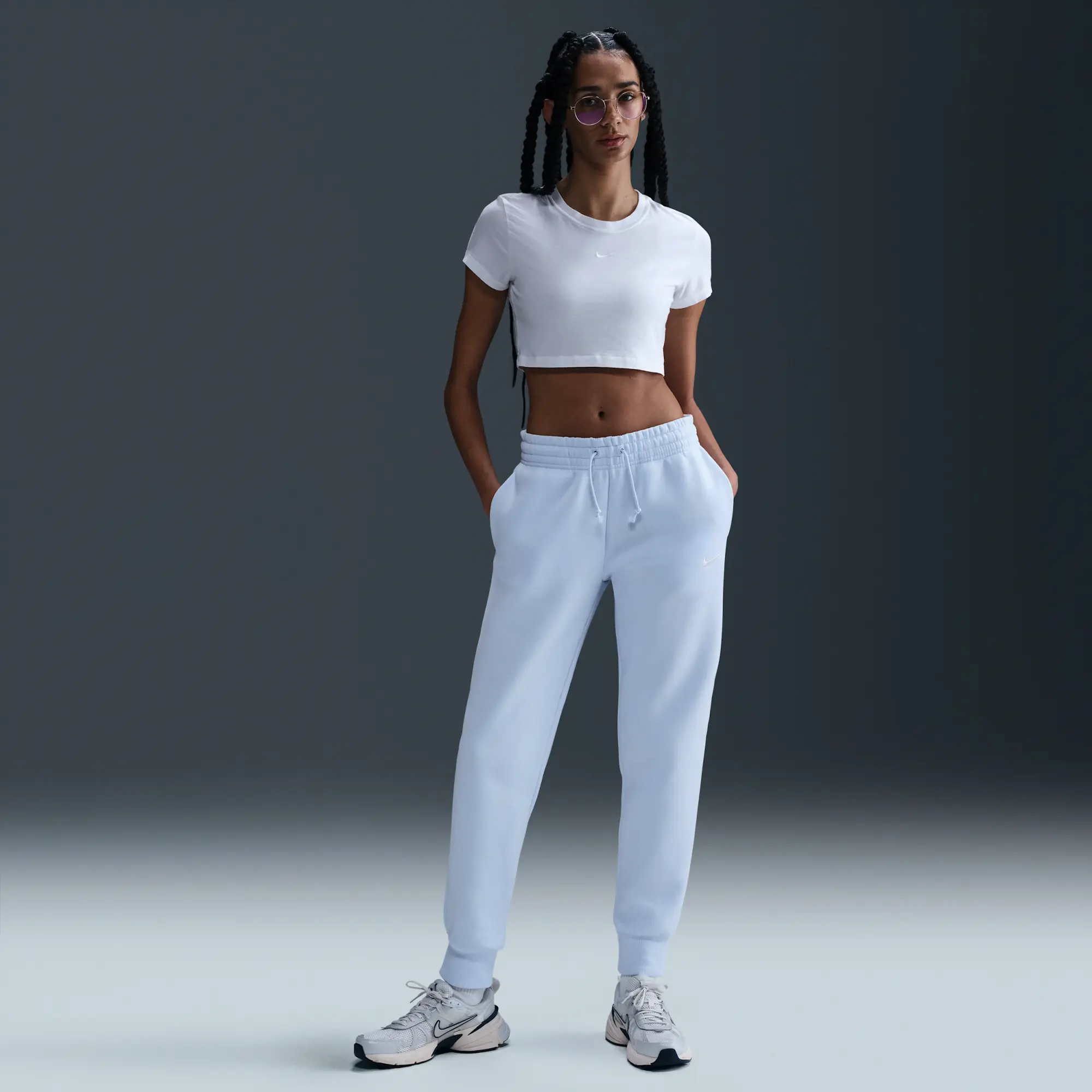 Nike Sportswear Phoenix Fleece Women's Mid-Rise Tracksuit Bottoms - Blue - Cotton/Polyester