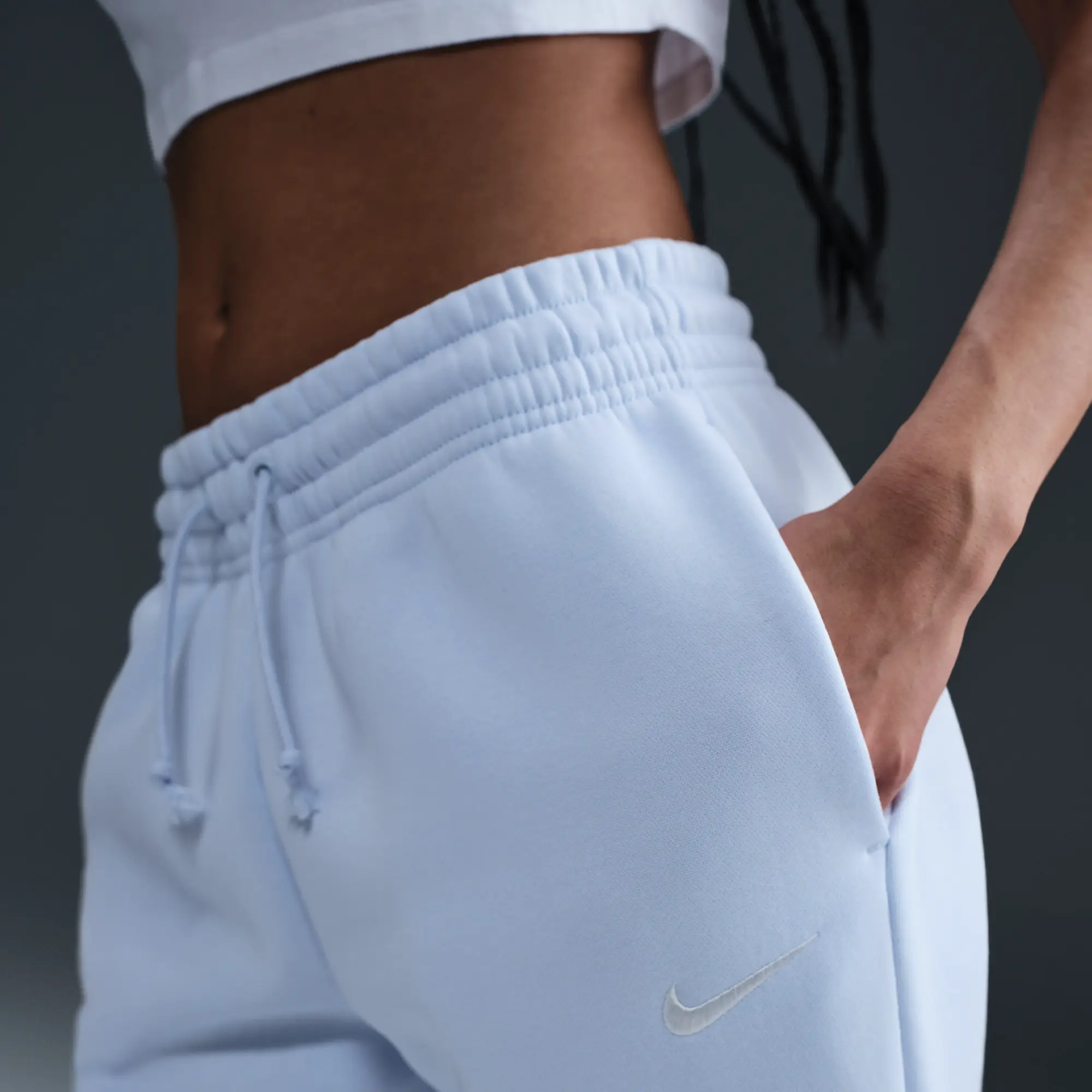 Nike Sportswear Phoenix Fleece Women's Mid-Rise Tracksuit Bottoms - Blue - Cotton/Polyester