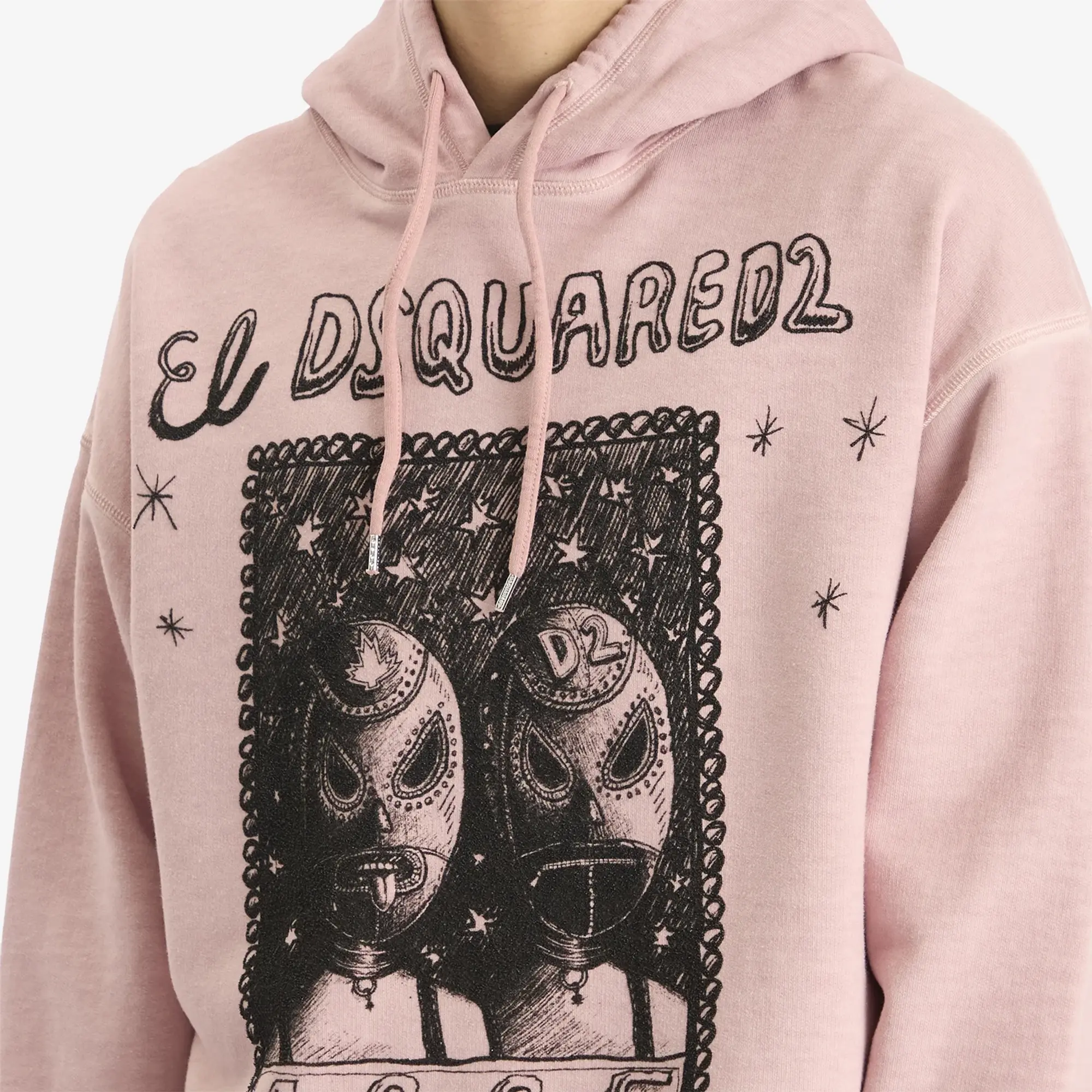 Dsquared2 Men's Overlay Graphic Relax Fit Hoodie Dusty Antic Rose