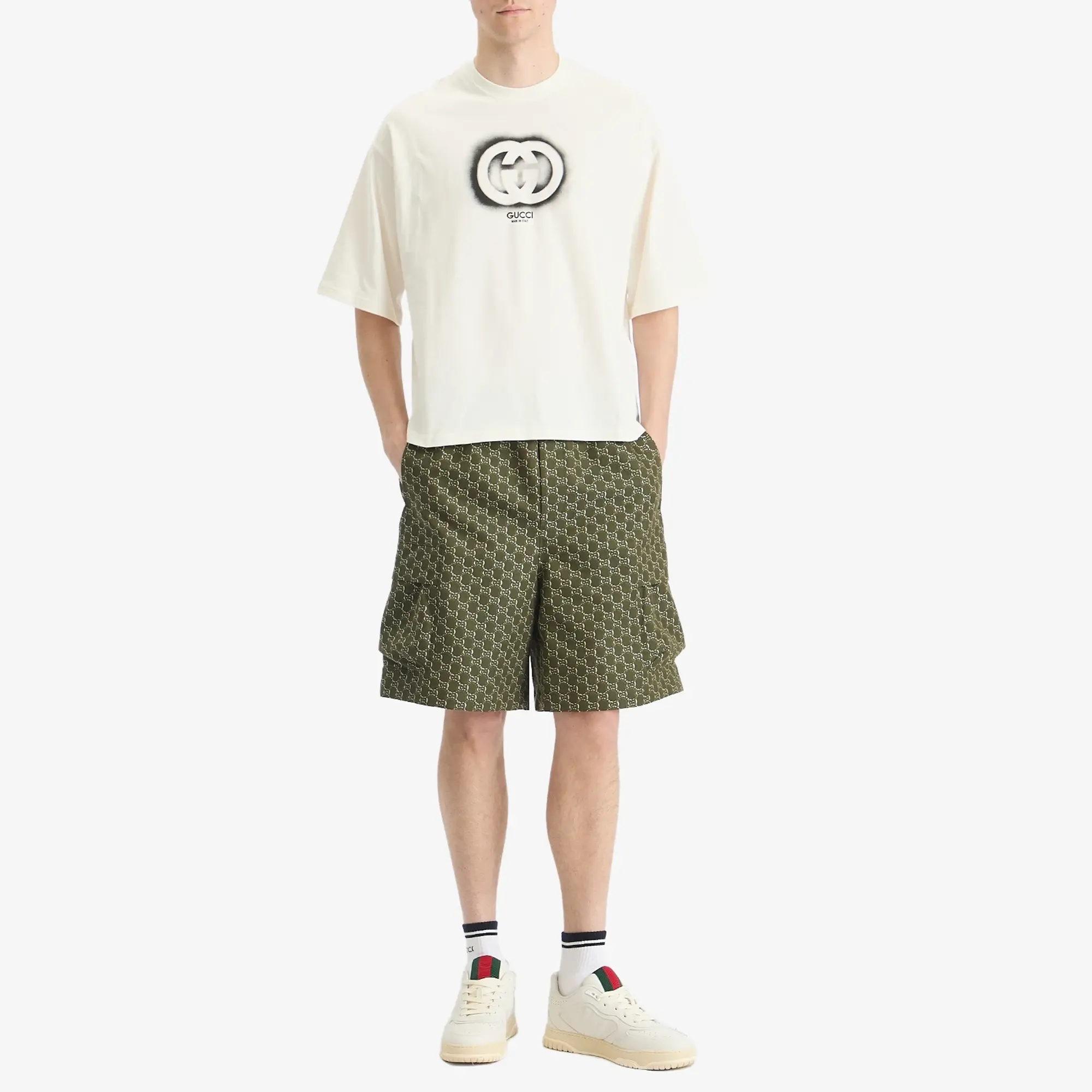 Gucci Men's GG Cotton Jacquard Shorts Green/White
