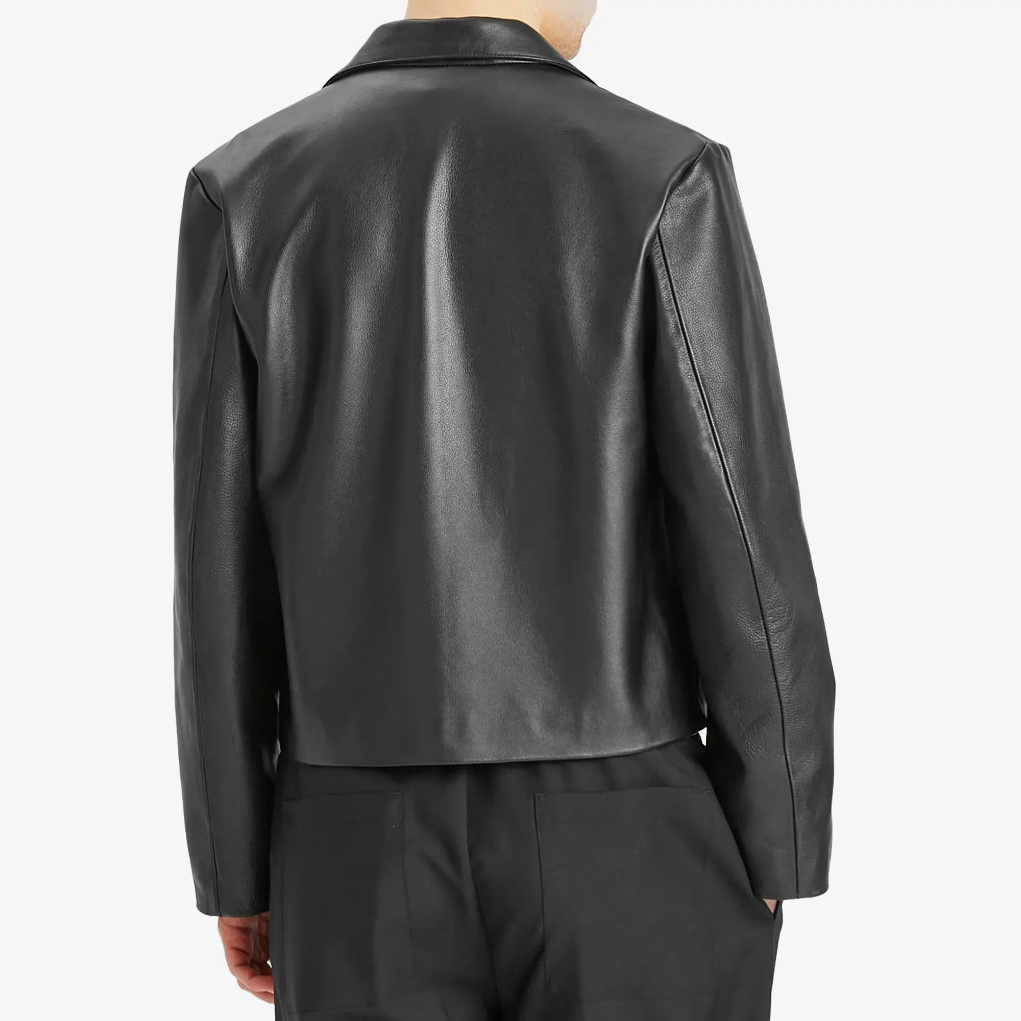 Second/Layer Men's Button Through Leather Jacket Black