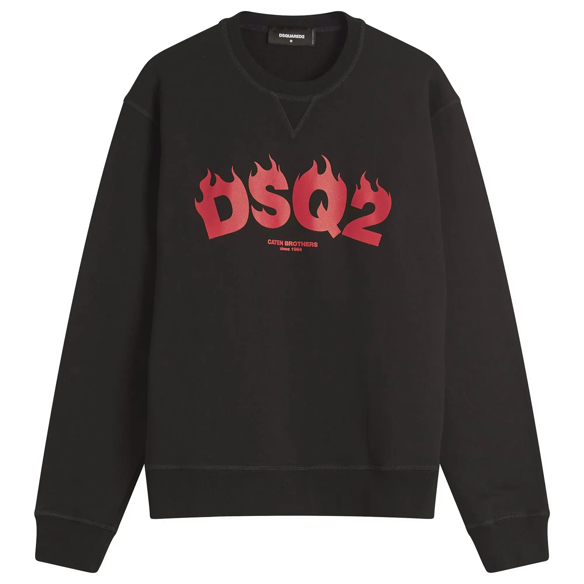 Dsquared2 Men's Flames Logo Cool Fit Crew Sweat Black