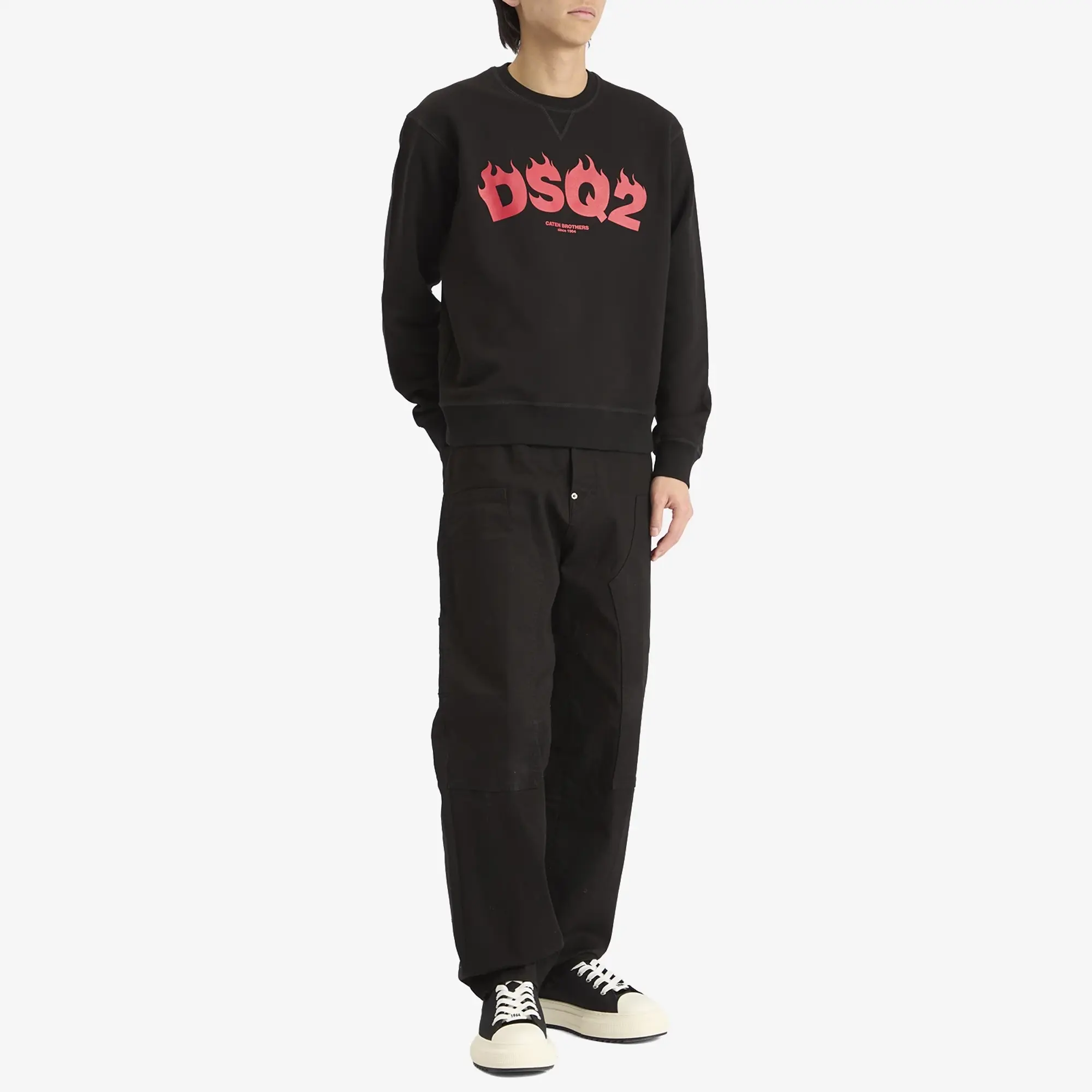 Dsquared2 Men's Flames Logo Cool Fit Crew Sweat Black