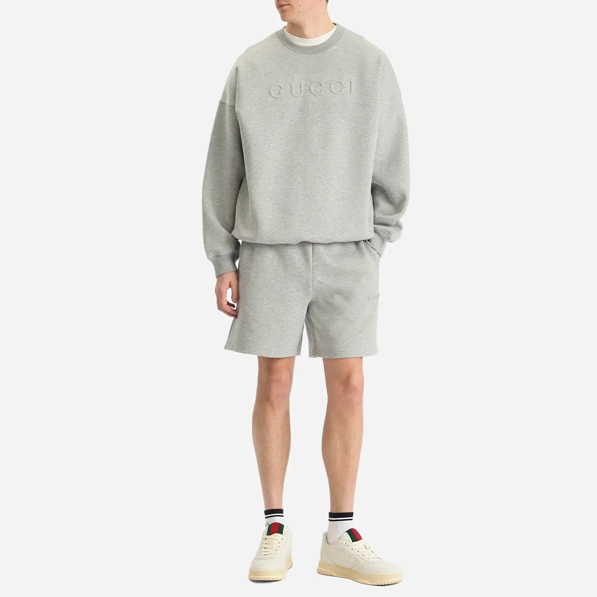 Gucci Men's Embossed Logo Sweatshirt Grey Melange/Mix
