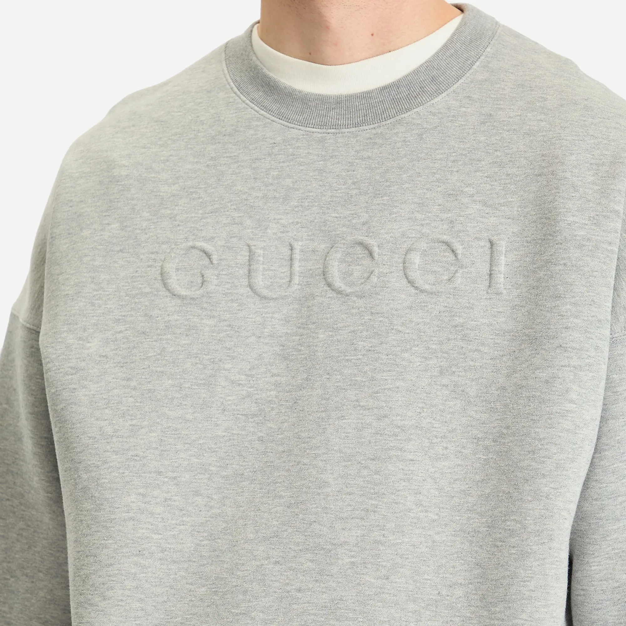 Gucci Men's Embossed Logo Sweatshirt Grey Melange/Mix
