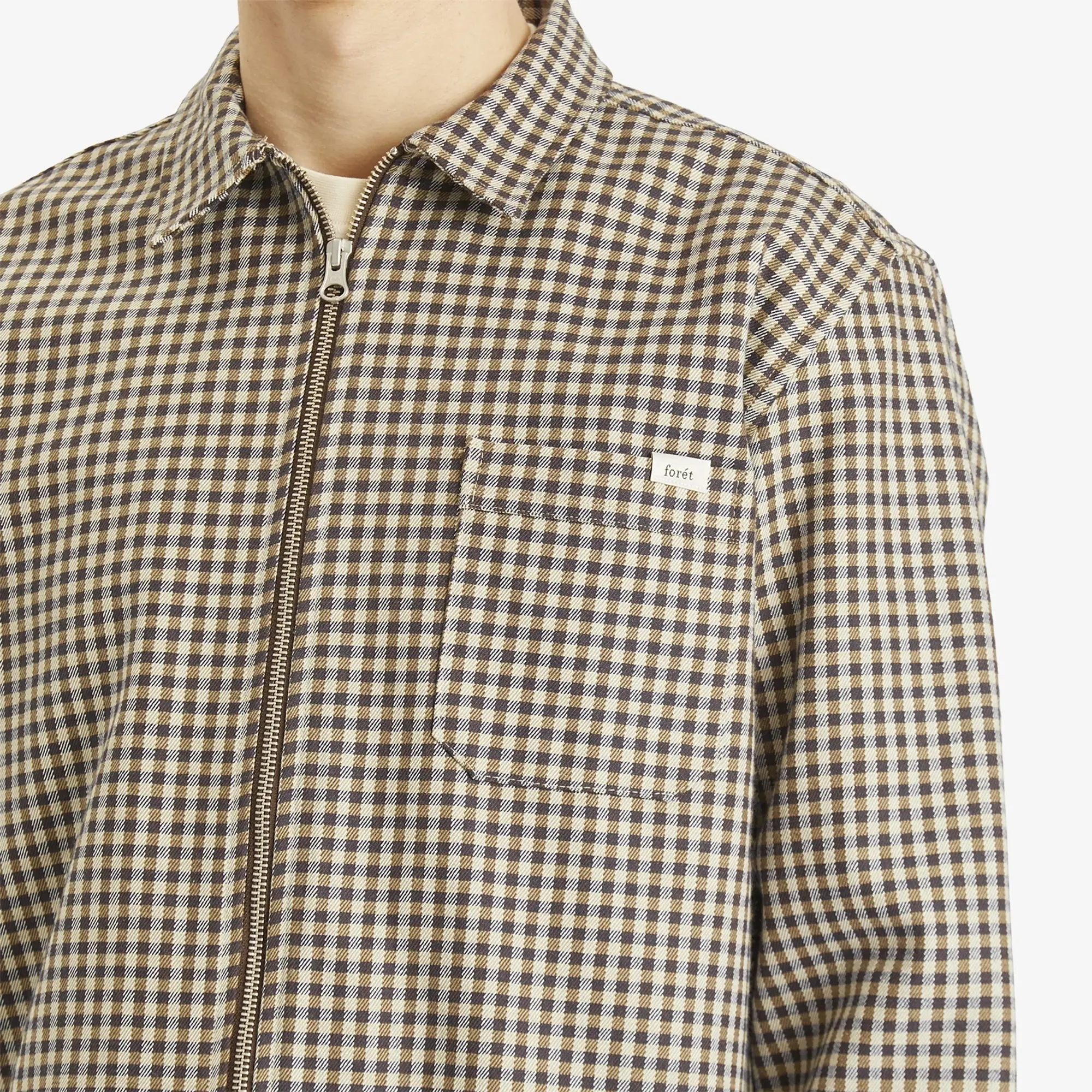 Foret Men's Cabin Zip Shirt Jacket Brown Check
