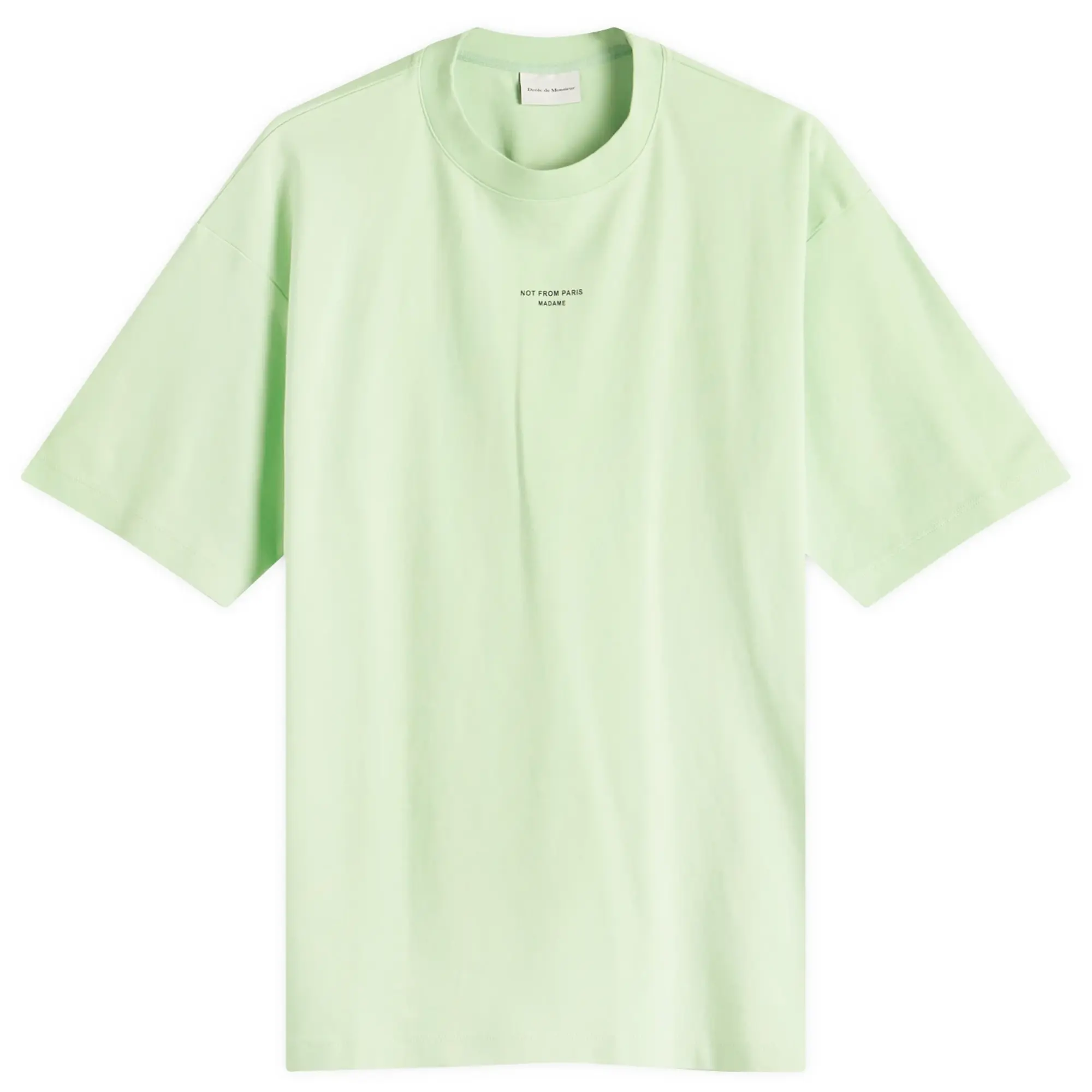 Drôle de Monsieur Men's Small Not From Paris Madame Slogan T-Shirt Light Green