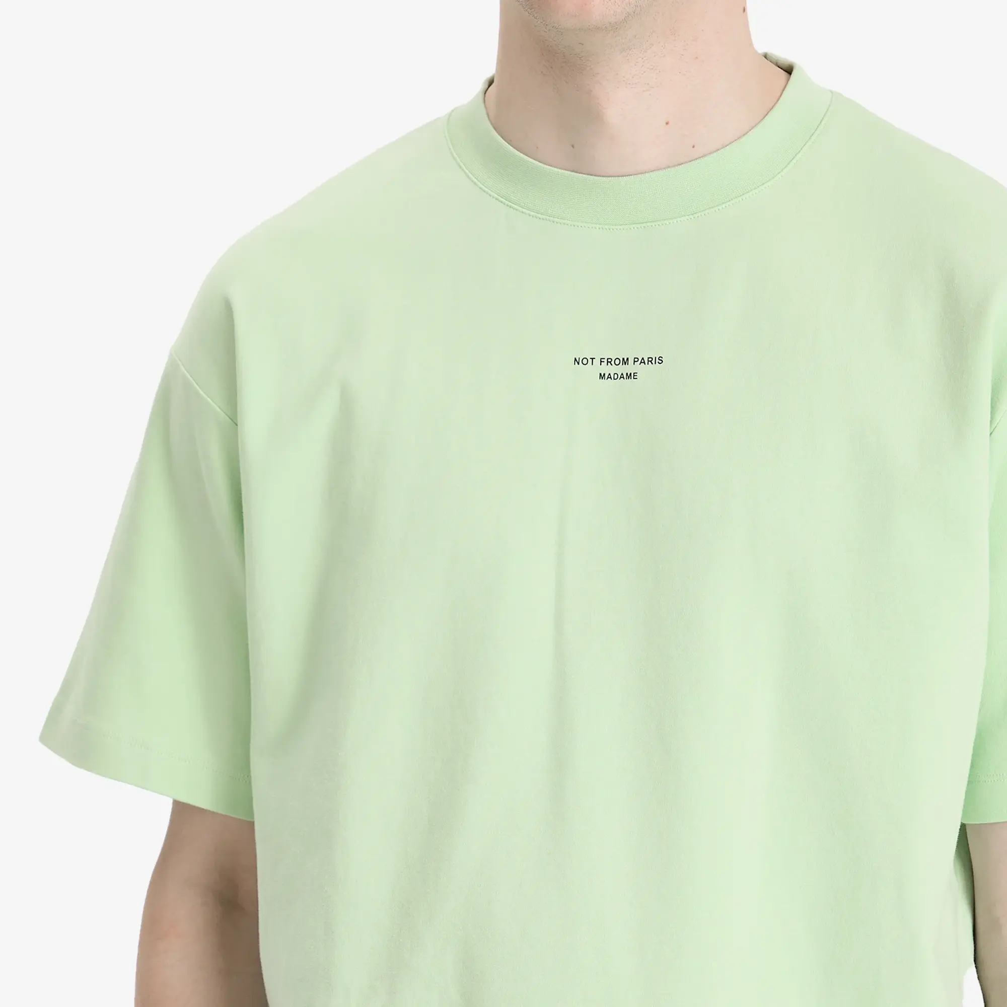 Drôle de Monsieur Men's Small Not From Paris Madame Slogan T-Shirt Light Green