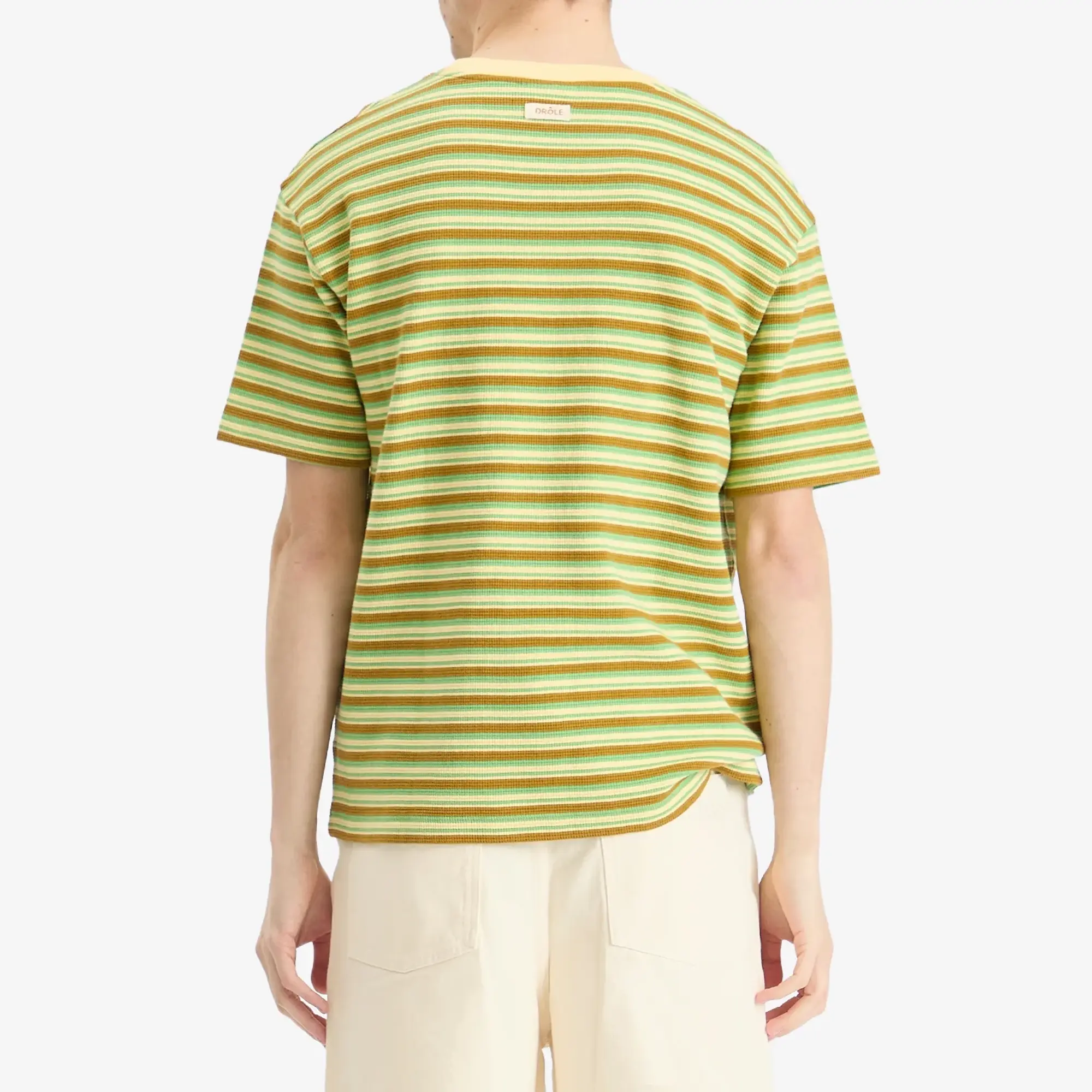 Drôle de Monsieur Men's Striped T-Shirt Mustard