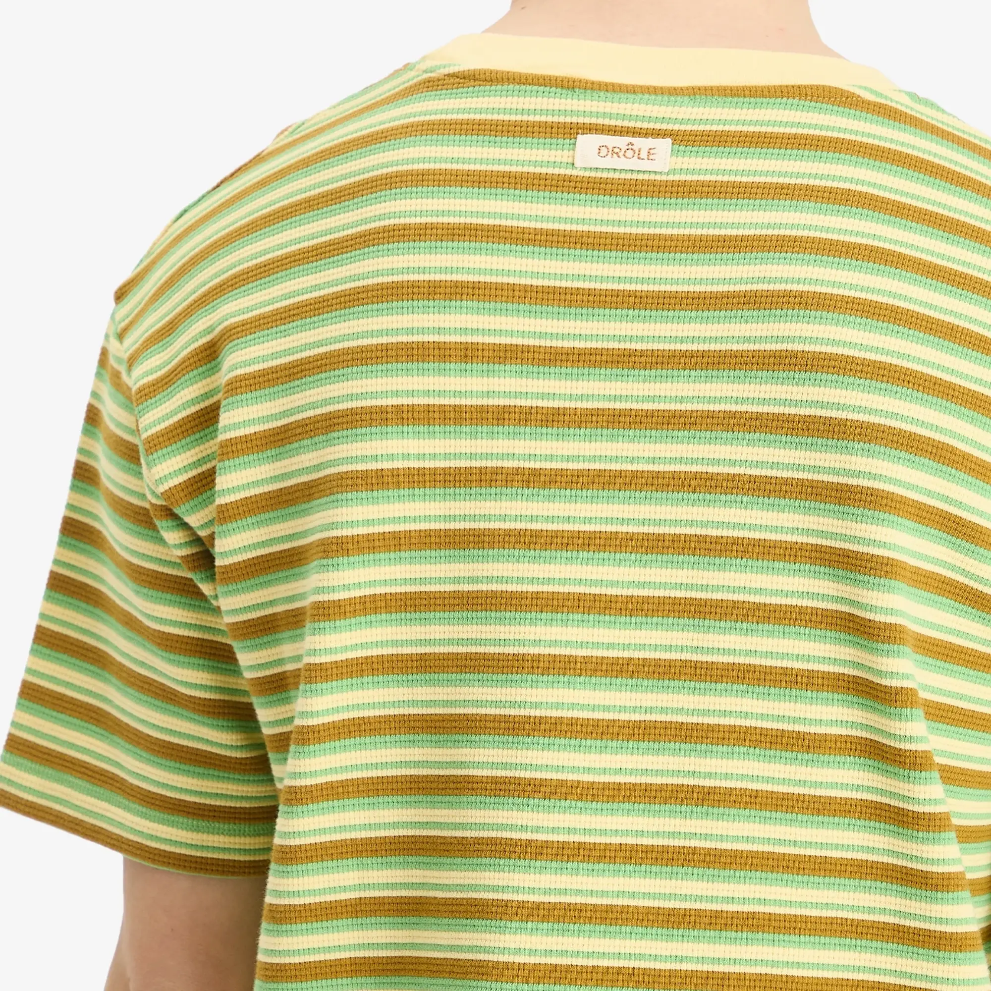 Drôle de Monsieur Men's Striped T-Shirt Mustard