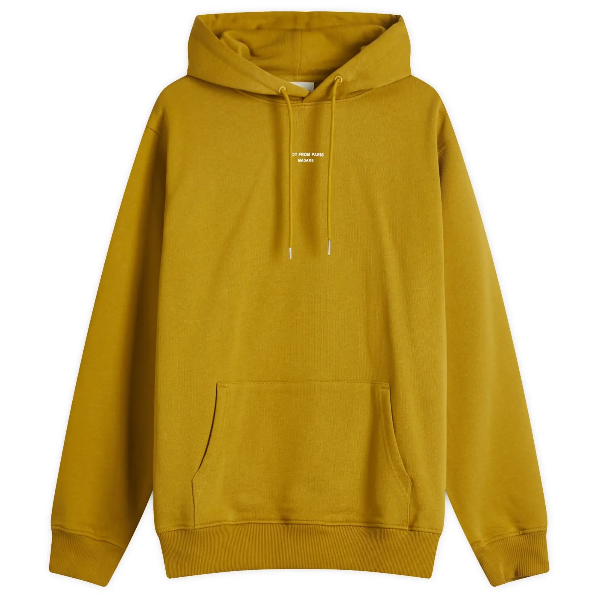 Drôle de Monsieur Men's Small Not From Paris Madame Slogan Hoodie Mustard