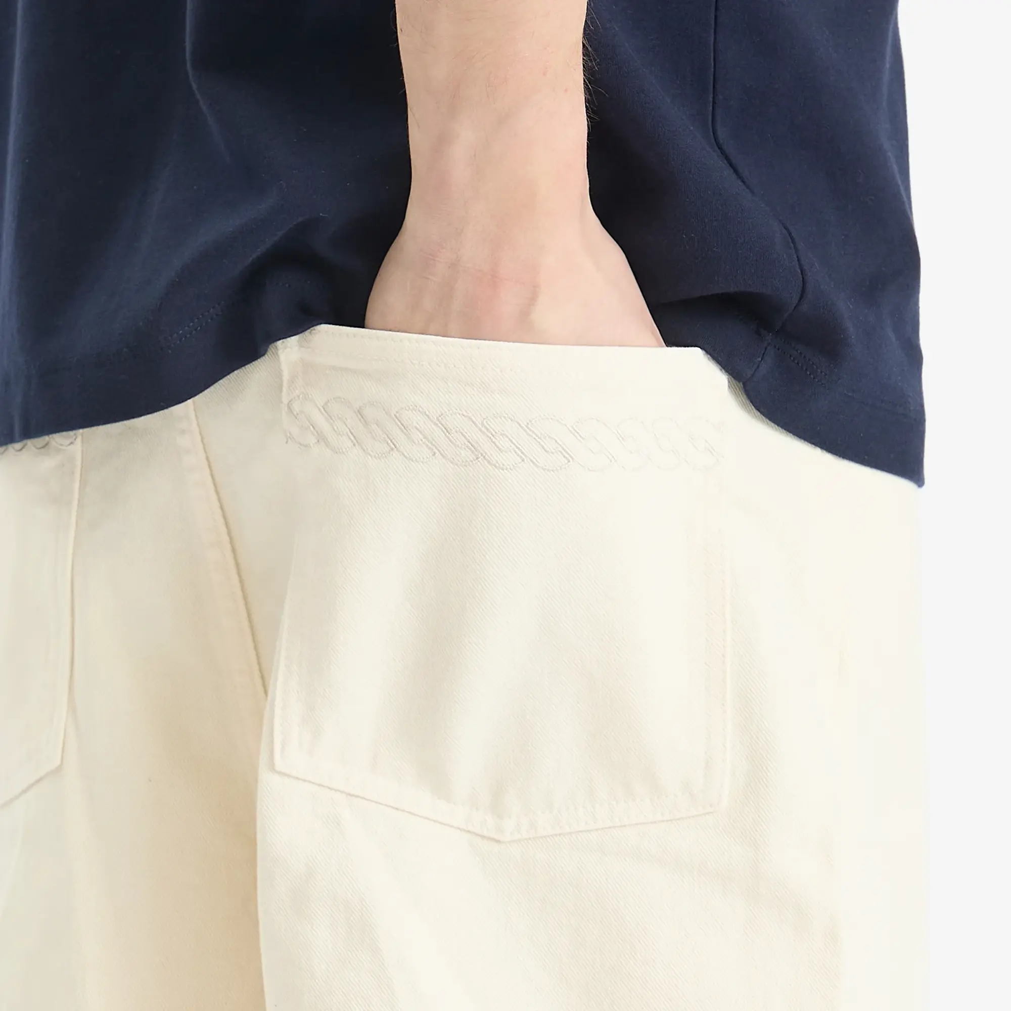 Drôle de Monsieur Men's Ecru Baggy Shorts Off White