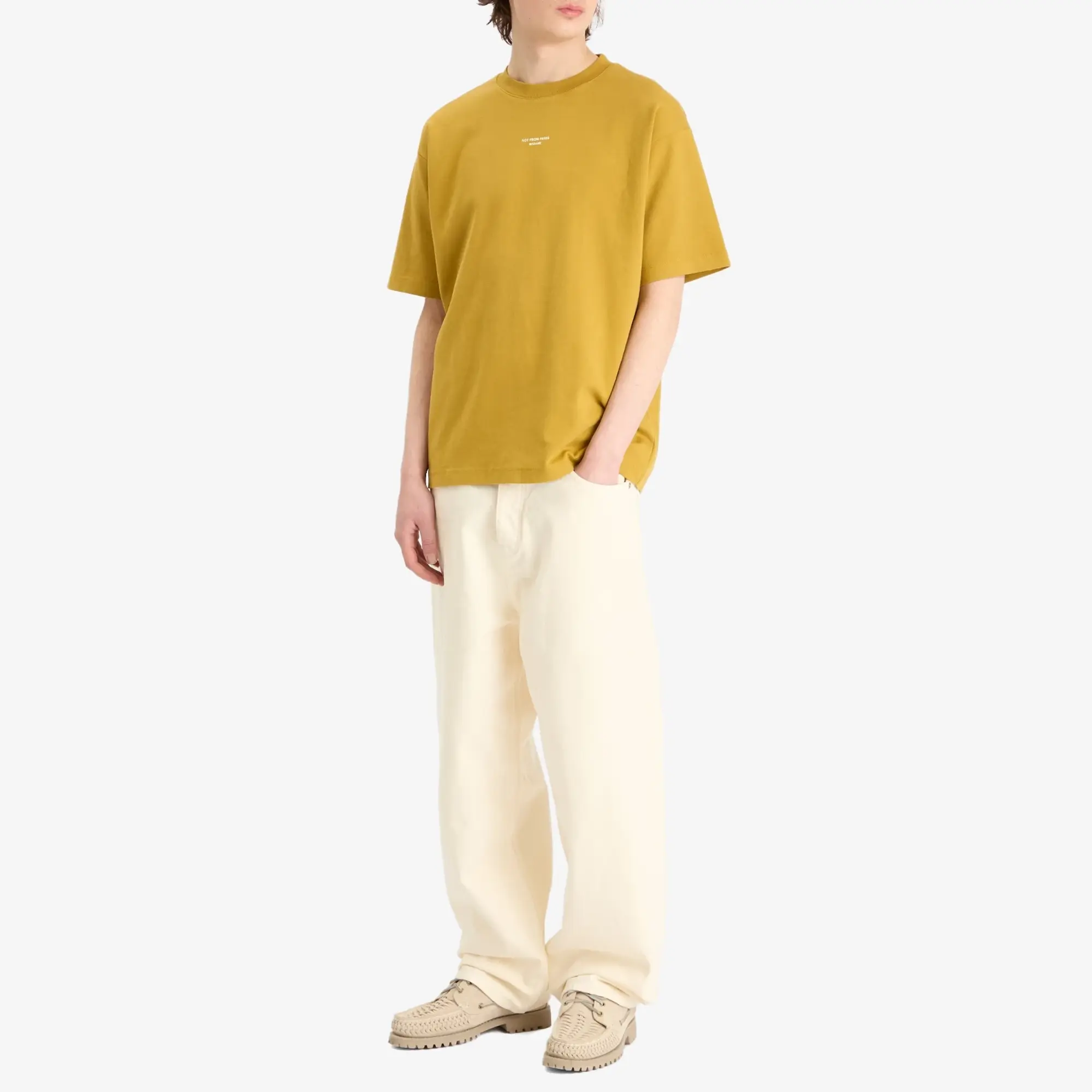 Drôle de Monsieur Men's Small Not From Paris Madame Slogan T-Shirt Mustard