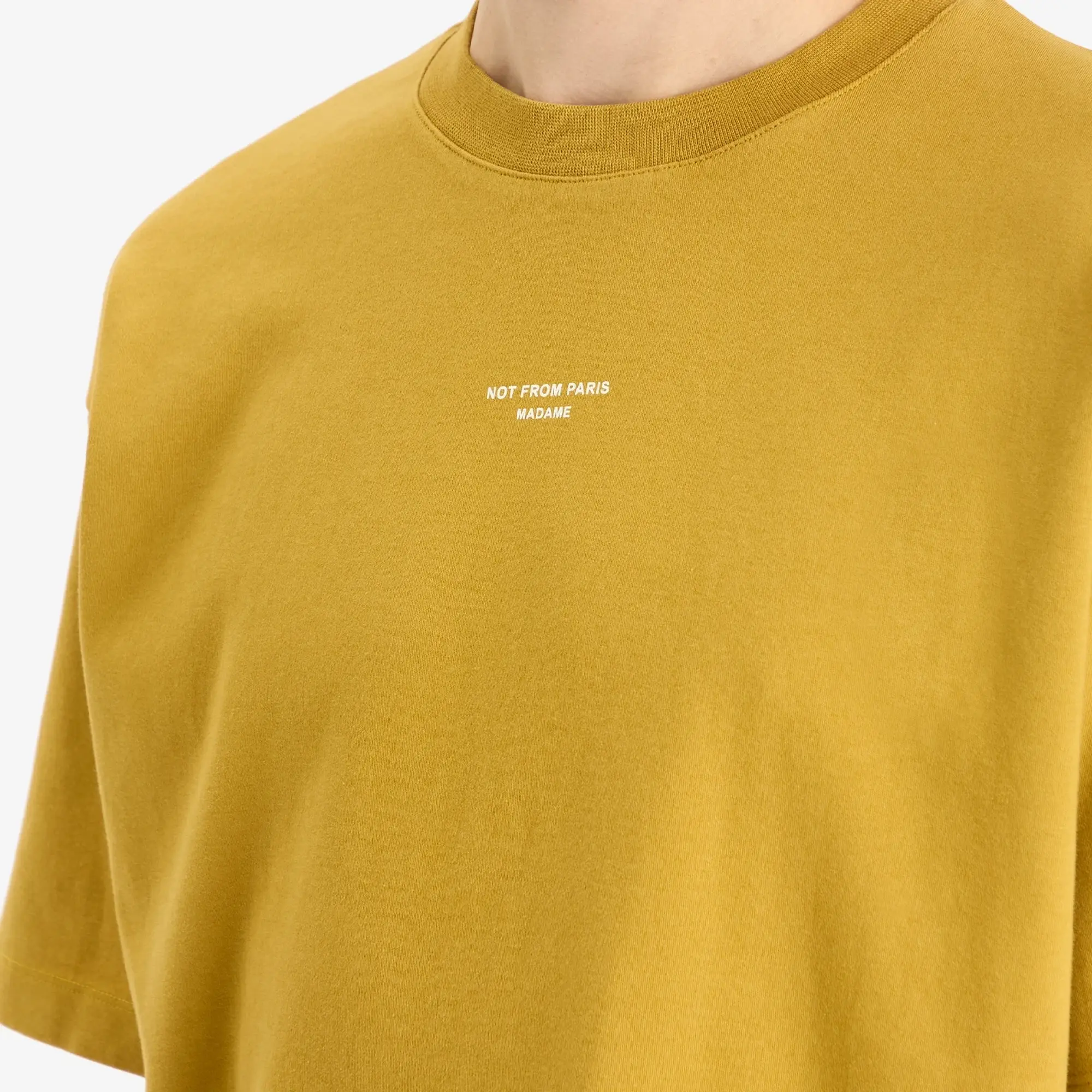 Drôle de Monsieur Men's Small Not From Paris Madame Slogan T-Shirt Mustard
