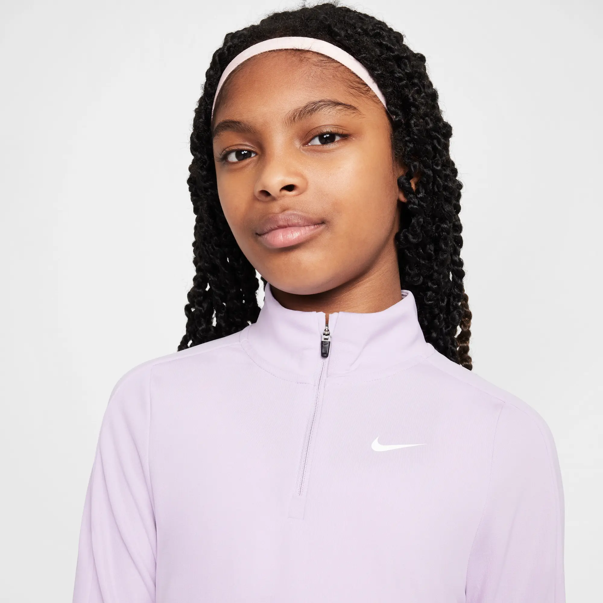 Nike Girls' Dri-FIT Long-Sleeve 1/4-Zip Top - Purple - Recycled Polyester