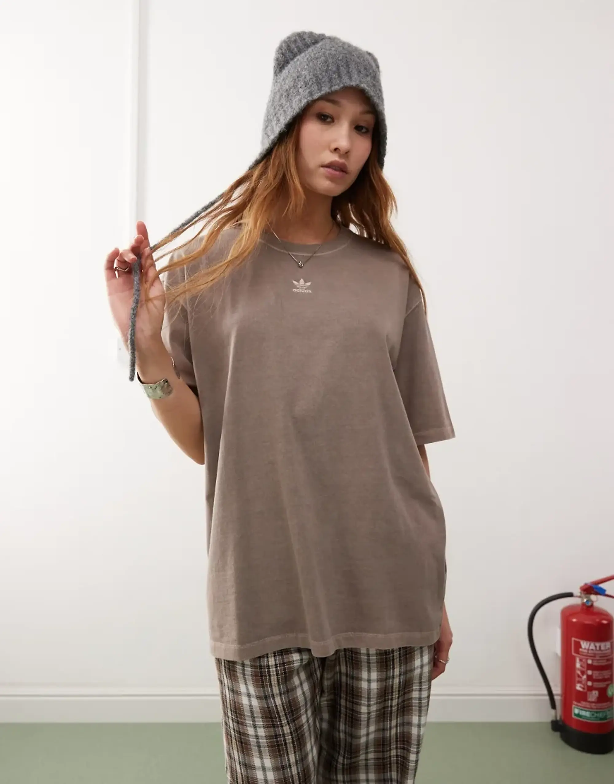 Adidas Originals Trefoil Essentials T-Shirt In Brown