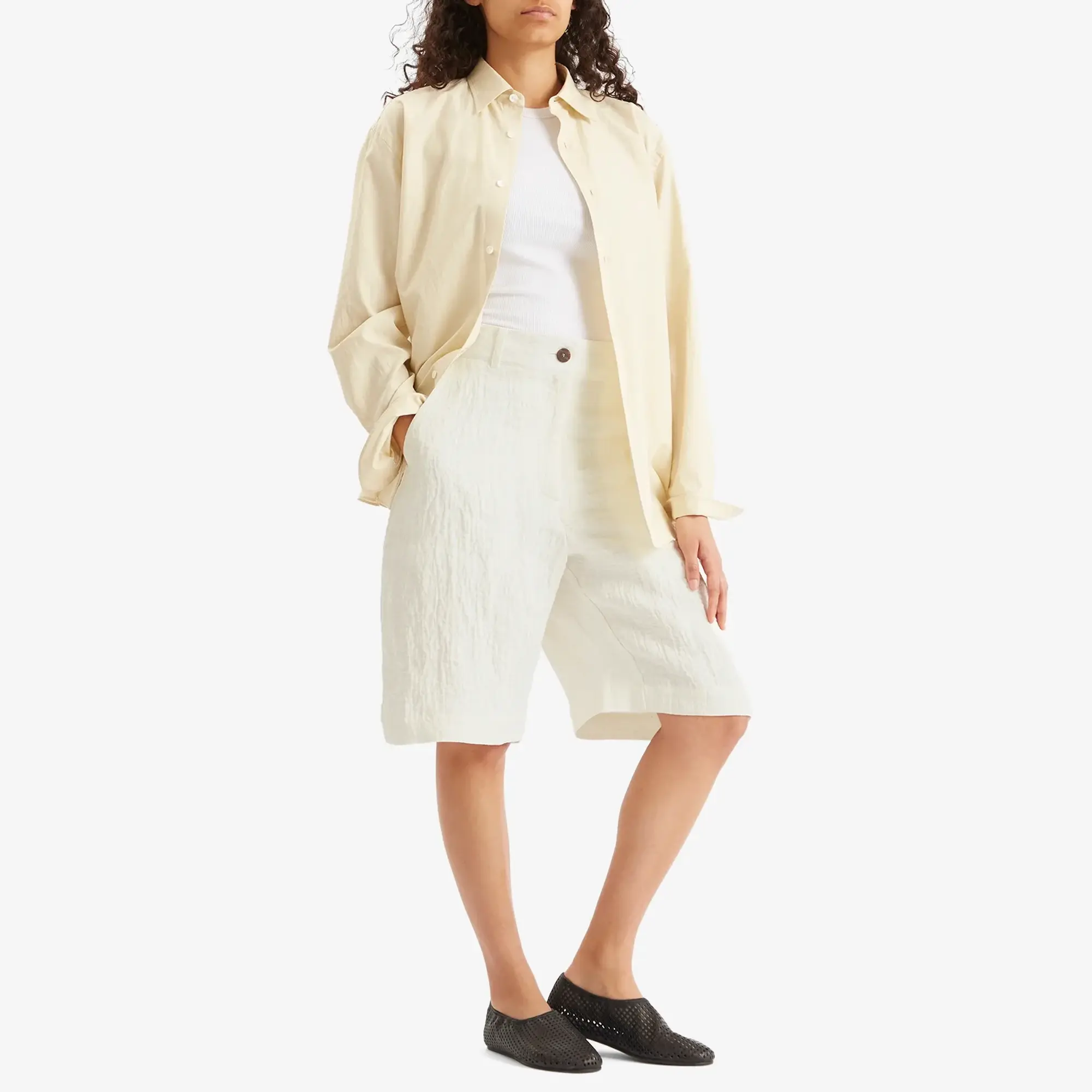 Studio Nicholson Women's Wide Leg Shorts Parchment