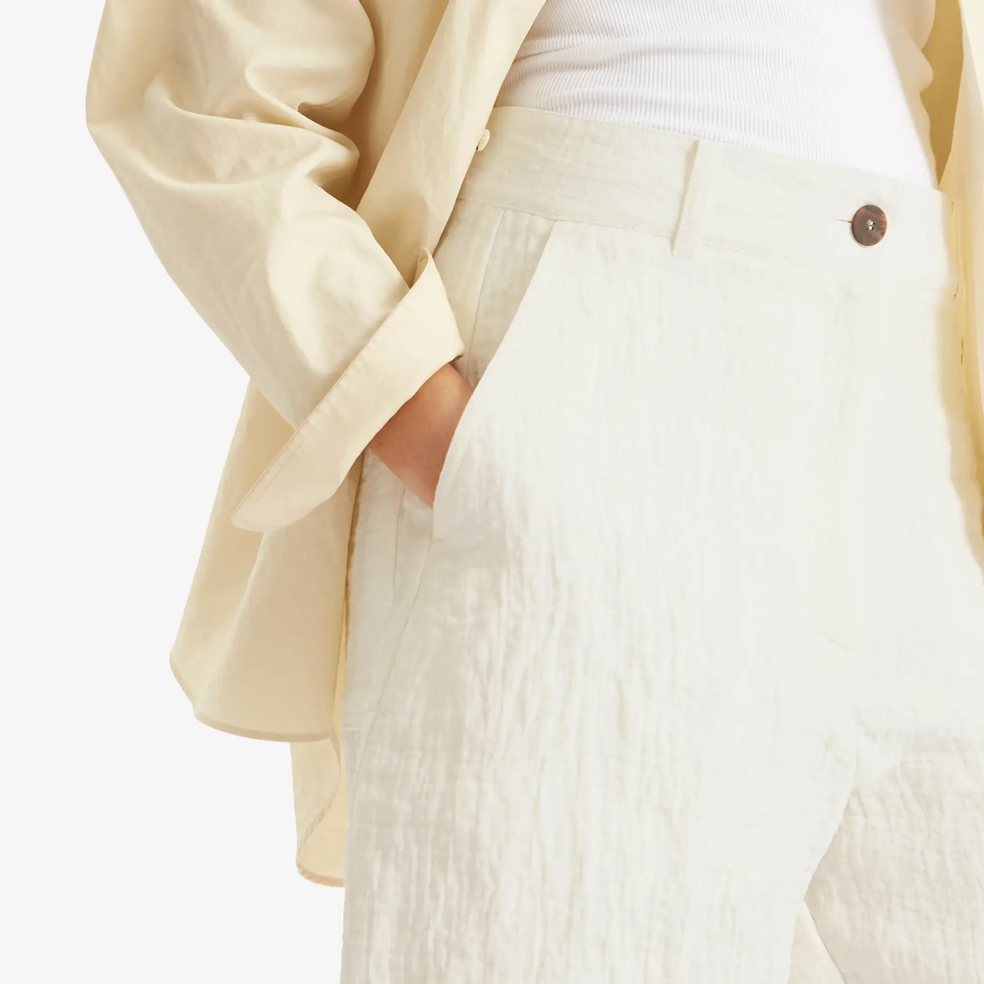 Studio Nicholson Women's Wide Leg Shorts Parchment