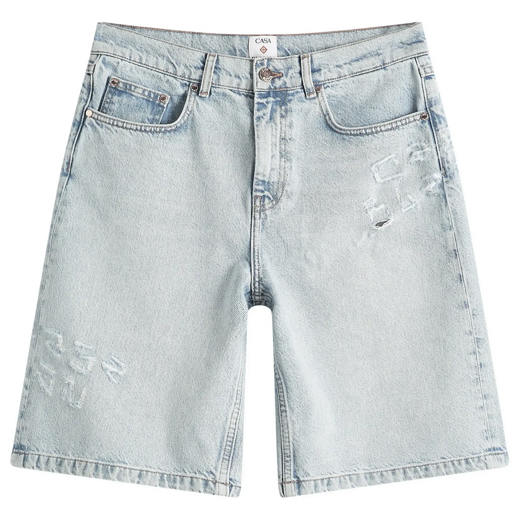 Casablanca Women's Casablanca Women's Graffiti Denim Shorts Mid Wash