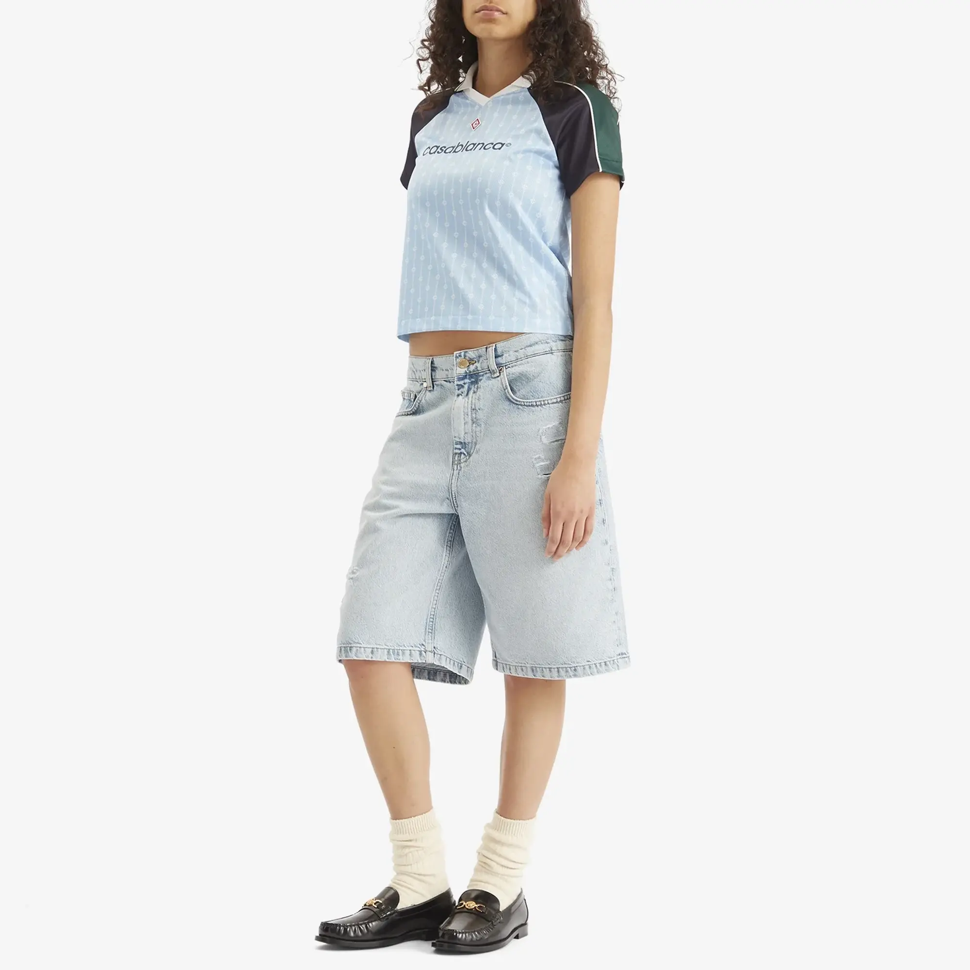Casablanca Women's Casablanca Women's Graffiti Denim Shorts Mid Wash