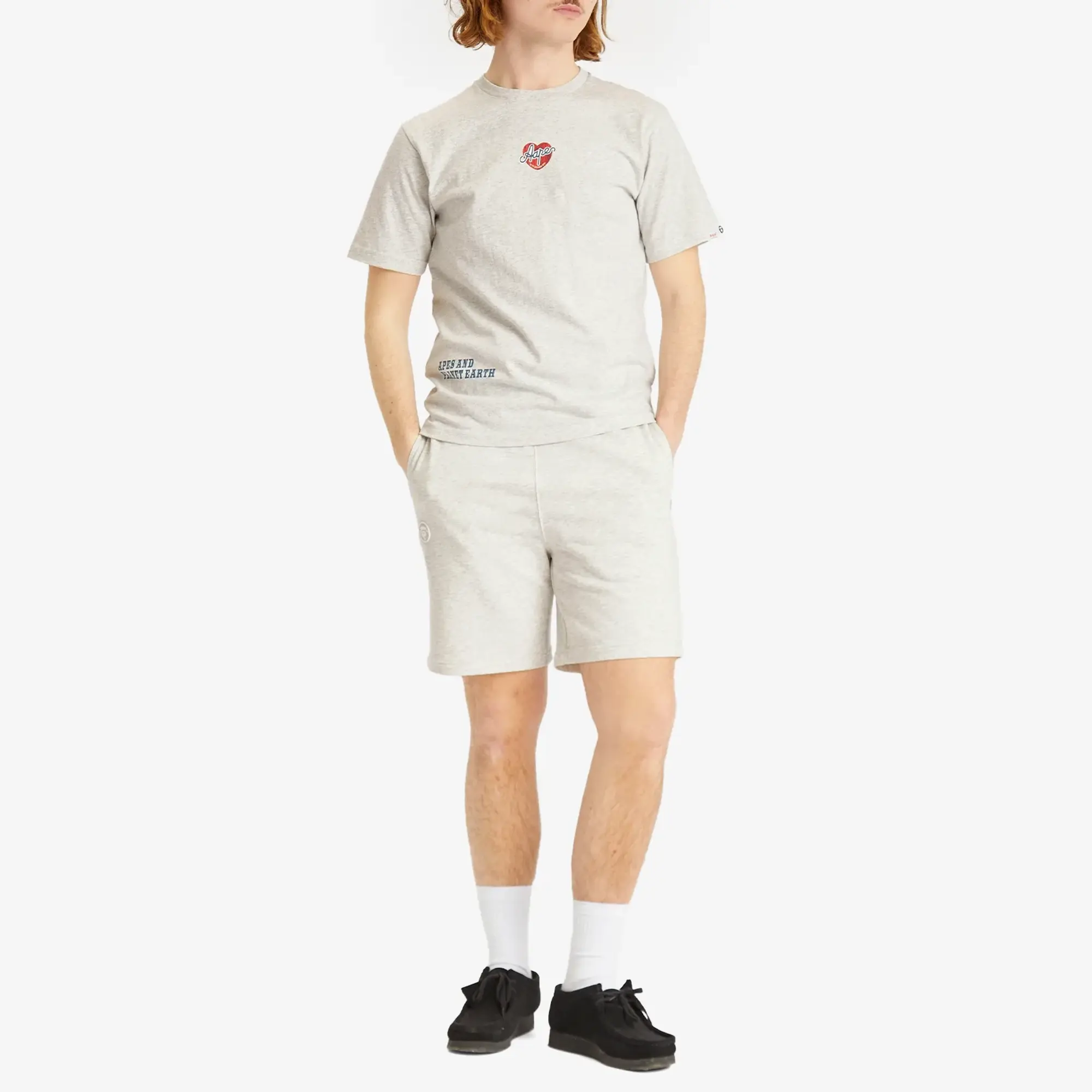 A Bathing Ape AAPE Now Solid Sweat Shorts Heather White